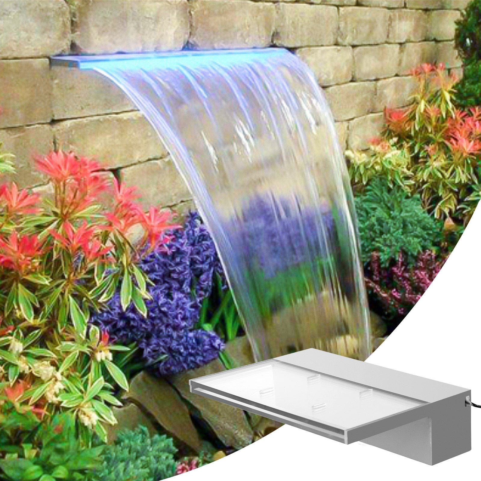 Vevor Fountain Spillway Waterfall Pool LED Lighted Spillway - Blue