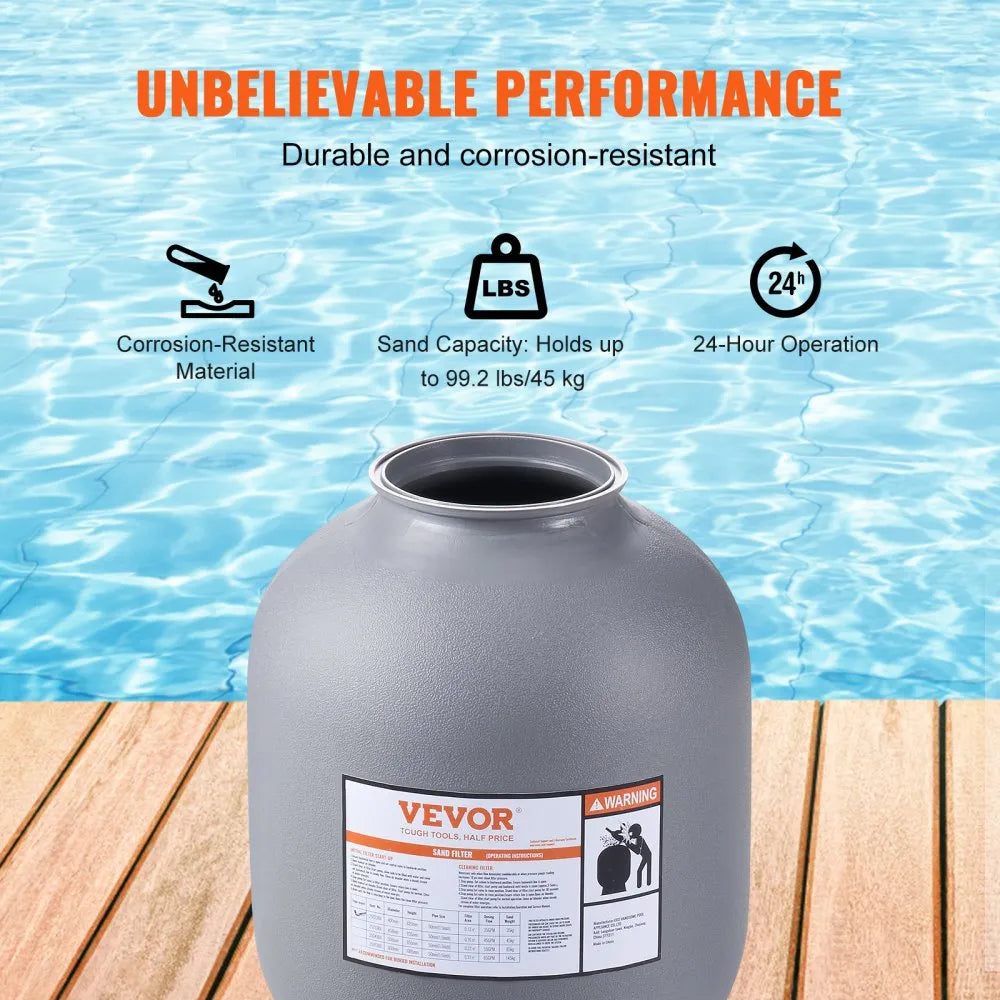 VEVOR Sand Filter 19" Above Inground Swimming Pool Sand Filter with 7-Way Valve