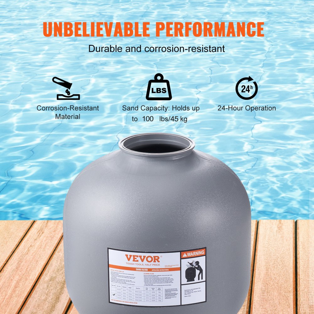 VEVOR Sand Filter 22" Above Inground Swimming Pool Sand Filter with 7-Way Valve