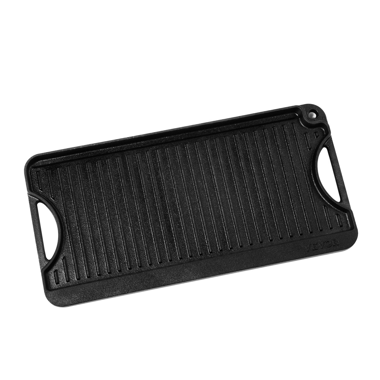 VEVOR 20x10 in Reversible Grill Griddle Pre-Seasoned BBQ Pan Cast Iron Black