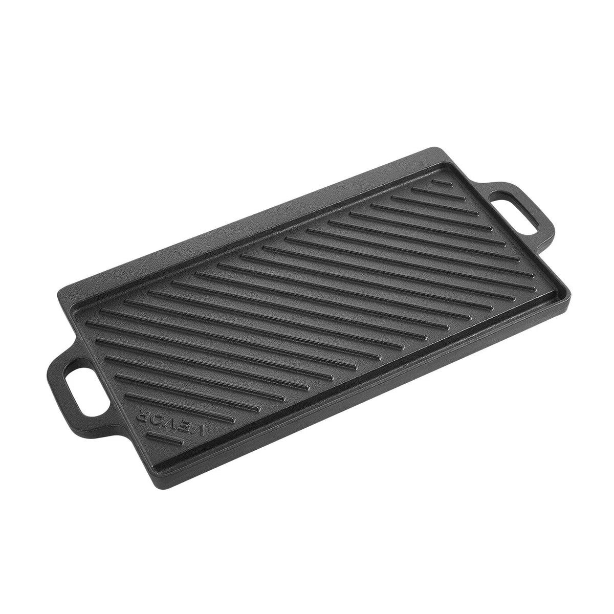 Reversible Cast Iron Grill & Griddle – 20" x 9" Dual-Sided BBQ Pan
