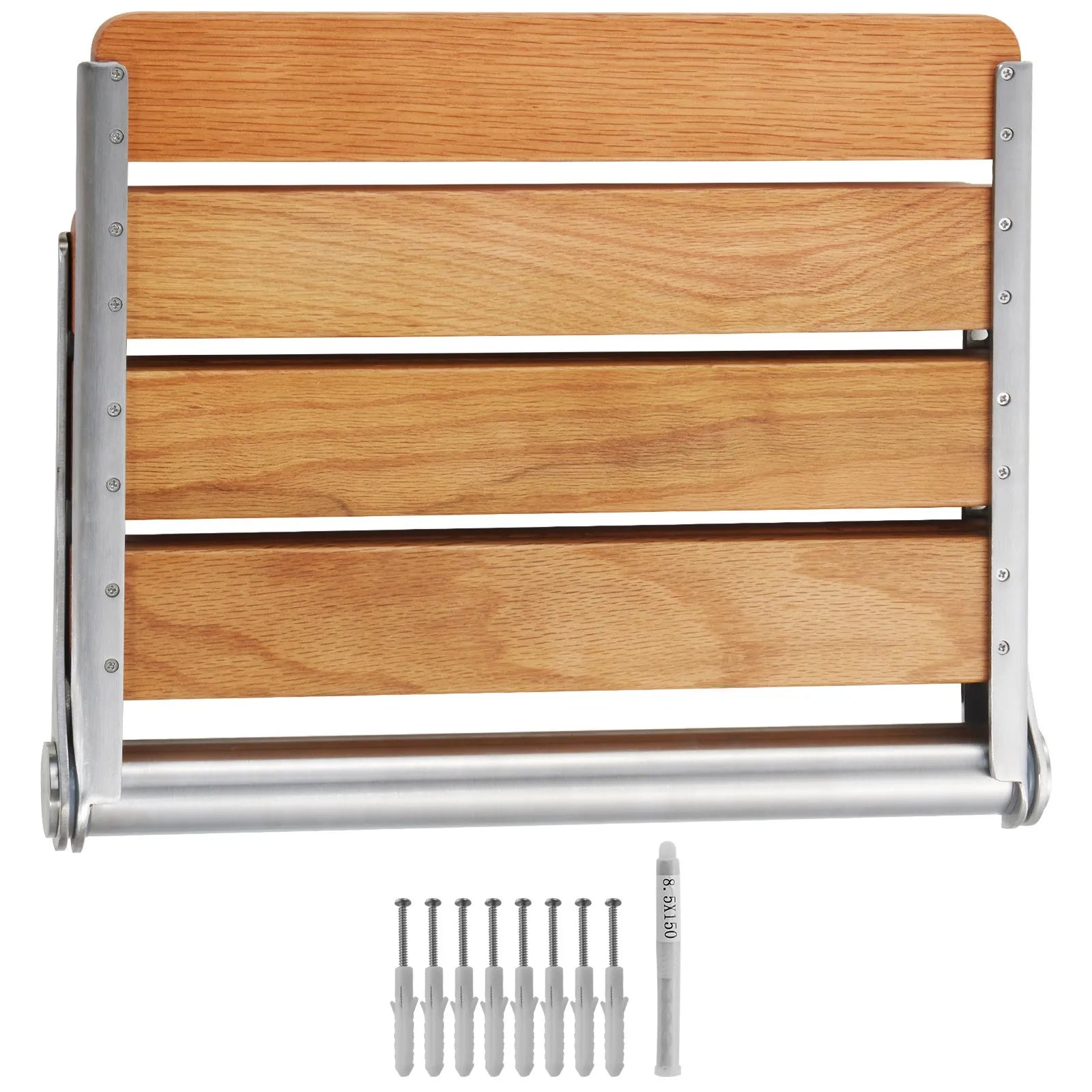 VEVOR Folding Oak Shower Seat 16.1" x 13.4" Wall Mounted Shower Bench 440 lbs