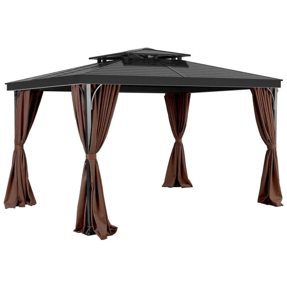 VEVOR Gazebo Privacy Curtain 10' x 10' x 6.9' Waterproof Gazebo Curtains Coffee