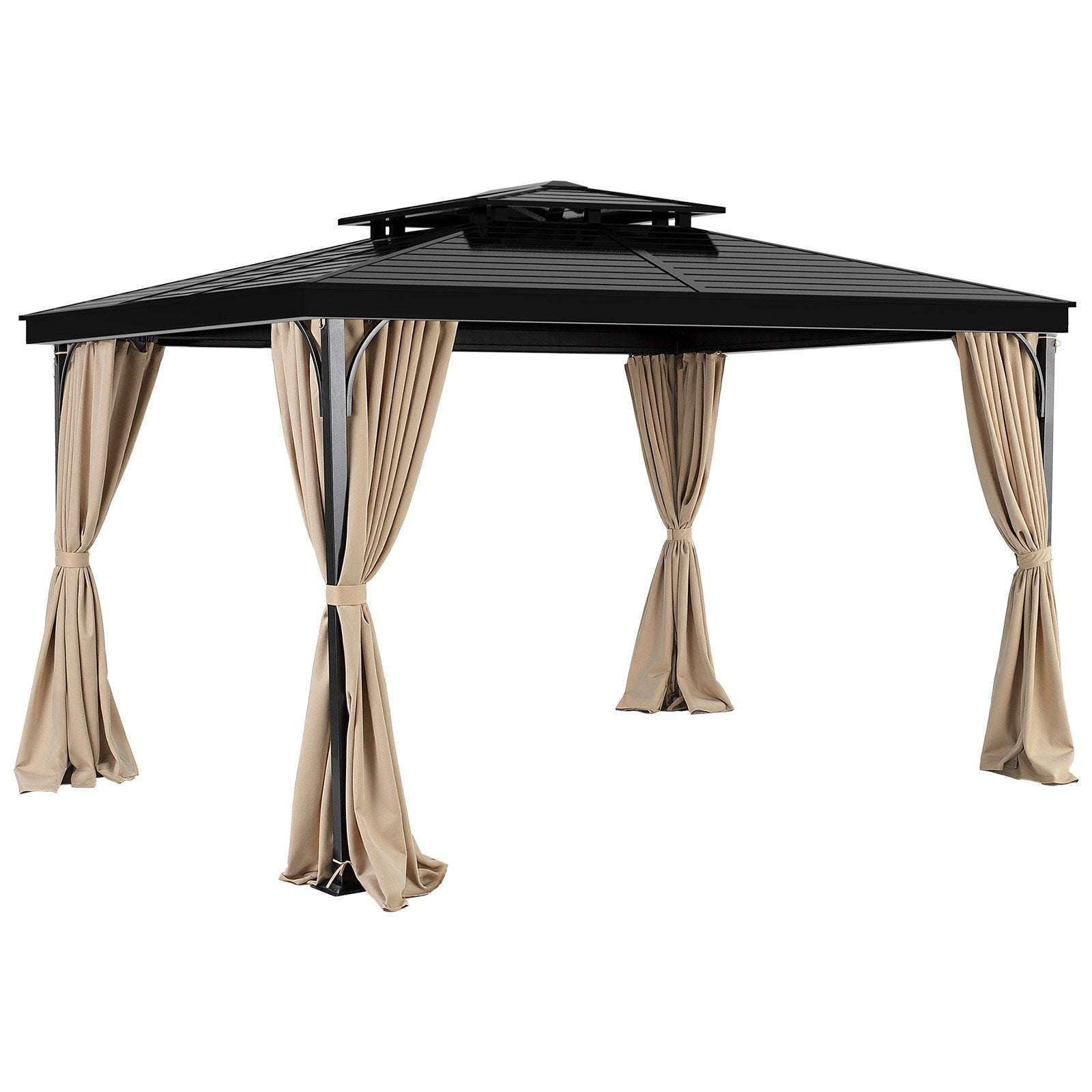 VEVOR Gazebo Privacy Curtain 12' x 10' x 7.3' Waterproof Gazebo Curtains Khaki