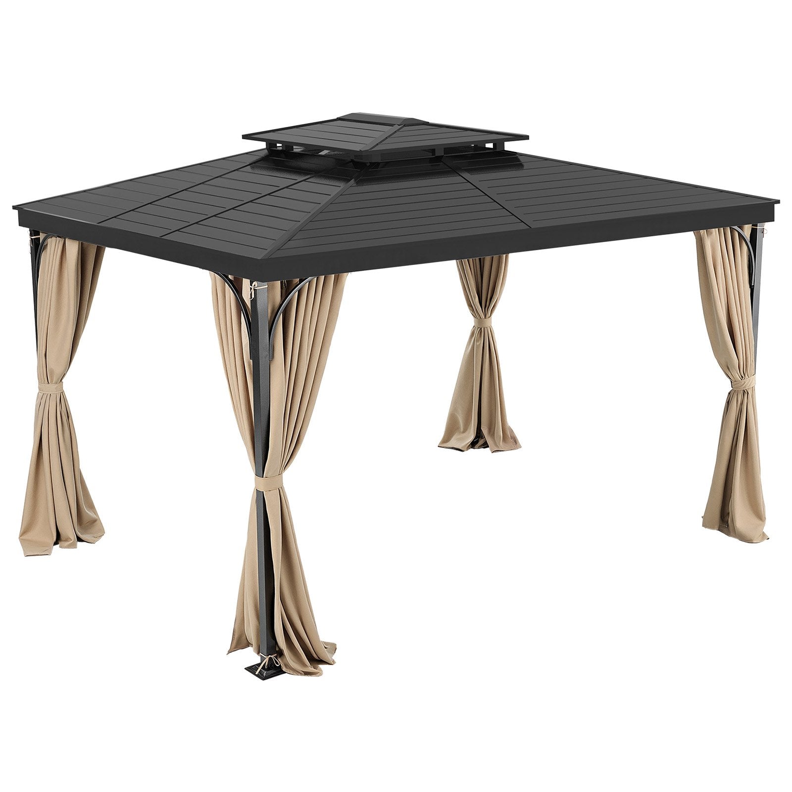 VEVOR Gazebo Privacy Curtain 12' x 10' x 7.3' Waterproof Gazebo Curtains Khaki