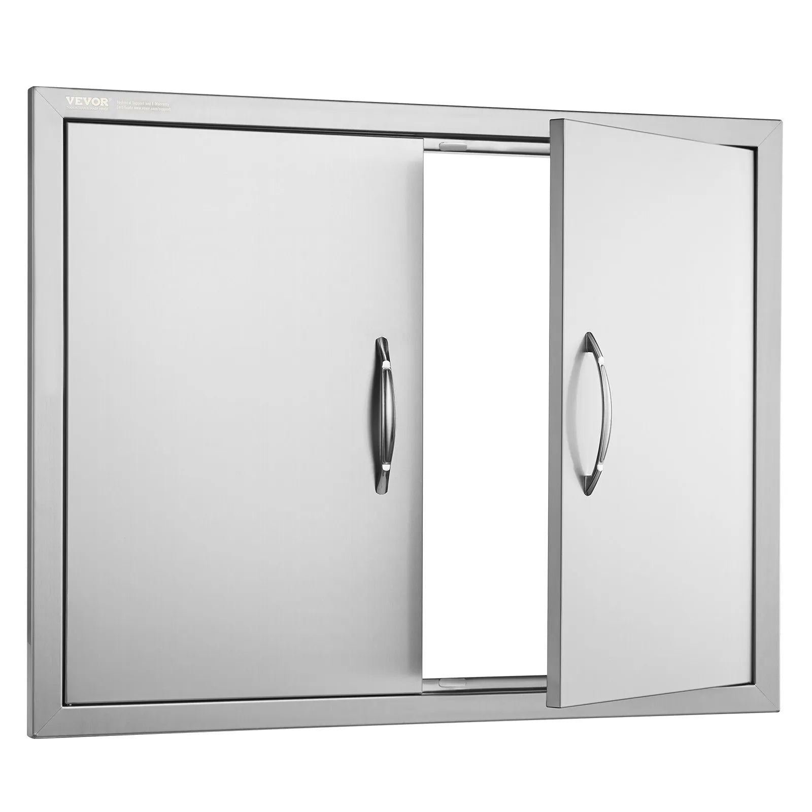 VEVOR BBQ Access Door, 31W x 24H Inch Double Outdoor Kitchen Door, Stainless Steel Flush Mount Door, Double Wall Vertical Door with Handles and Hooks, for BBQ Island, Grilling Station, Outside Cabinet