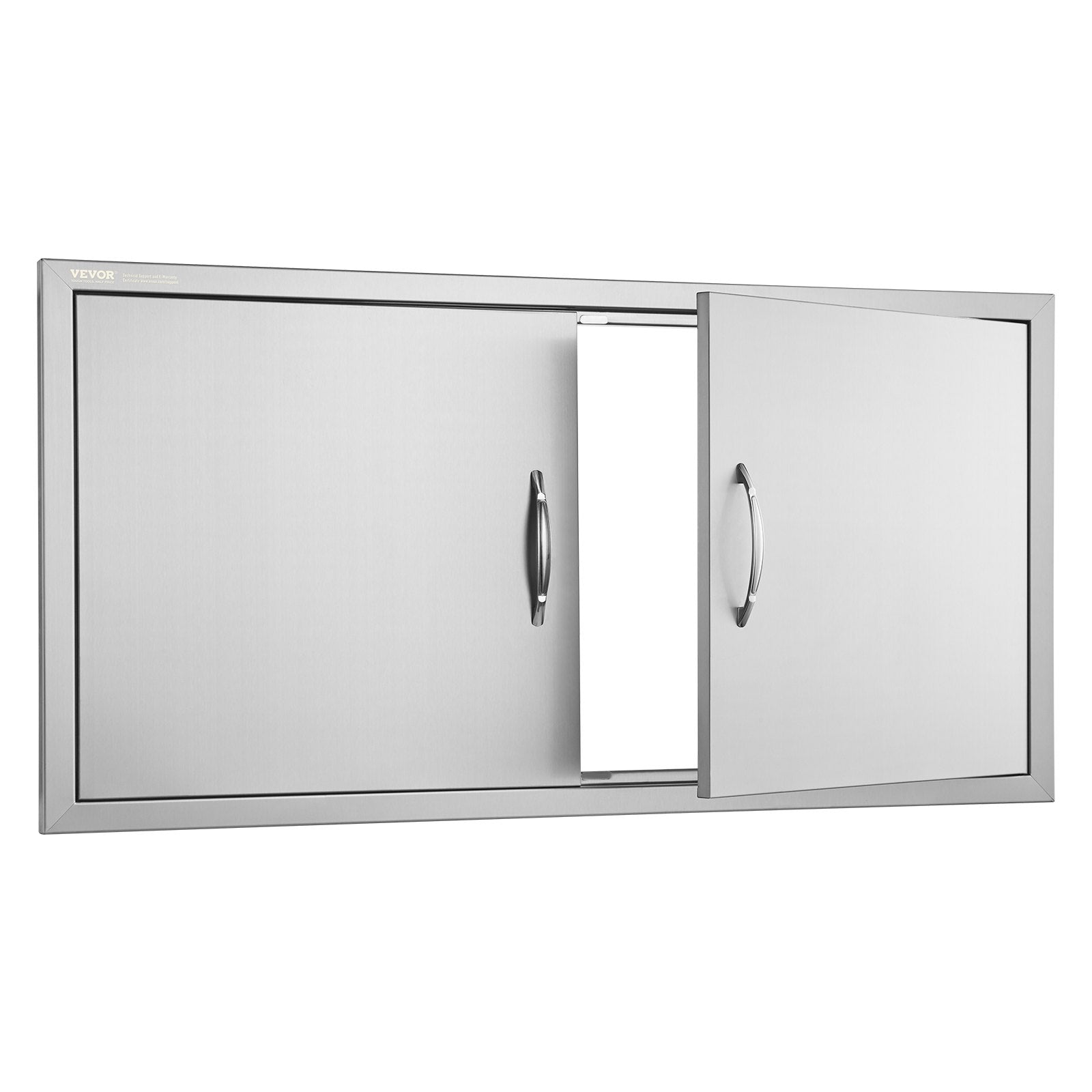 VEVOR BBQ Access Door, 42W x 21H Inch Double Outdoor Kitchen Door, Stainless Steel Flush Mount Door, Wall Vertical Door with Handles, for BBQ Island, Grilling Station, Outside Cabinet