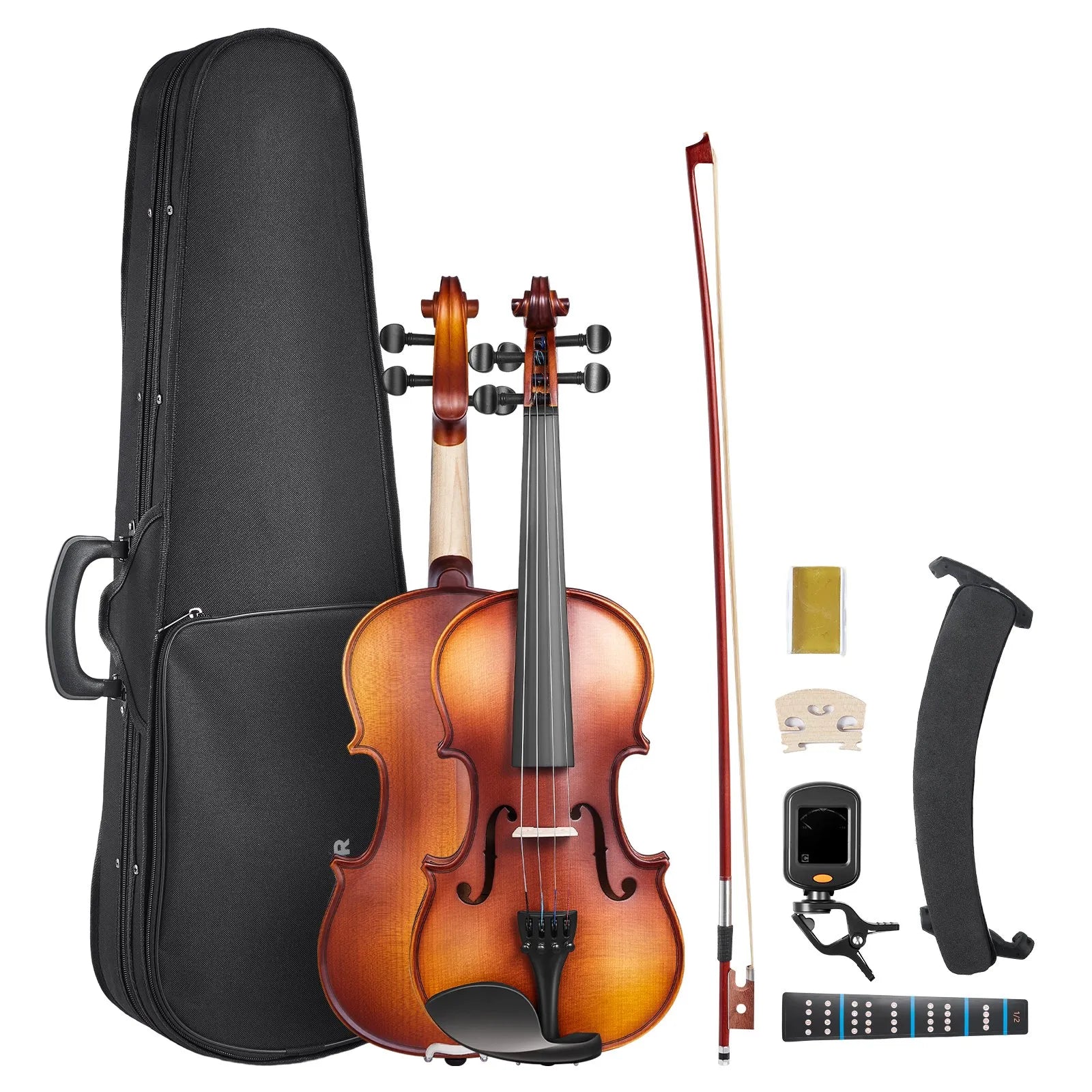 VEVOR Violin 1/2 Size Fiddle Set Solidwood for Beginners with Case Rosin Brown
