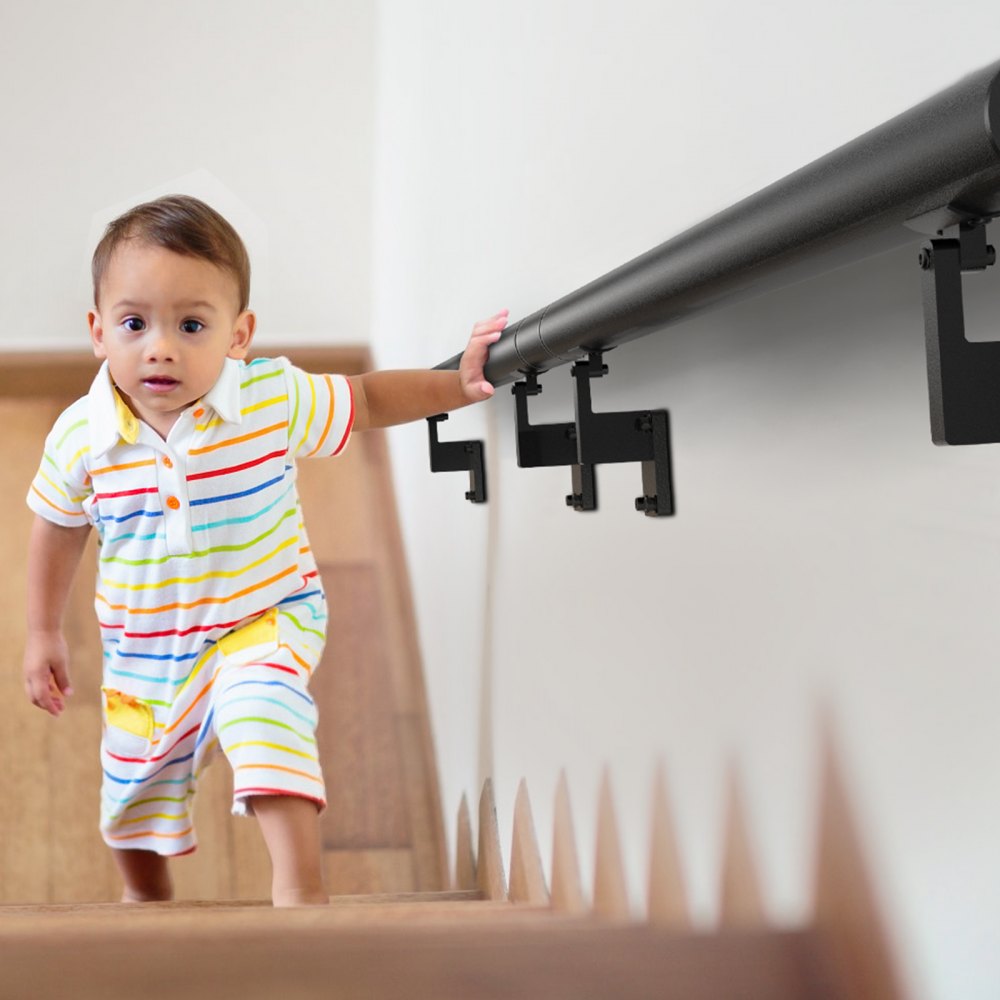 VEVOR Handrail Stair Railing, 12 ft, Wall Mount Handrails for Indoor Stairs, Thickened Aluminum Alloy Hand Rail with Installation Kit, 440 LBS Load Capacity Stairway Railing for Outdoor Stairs