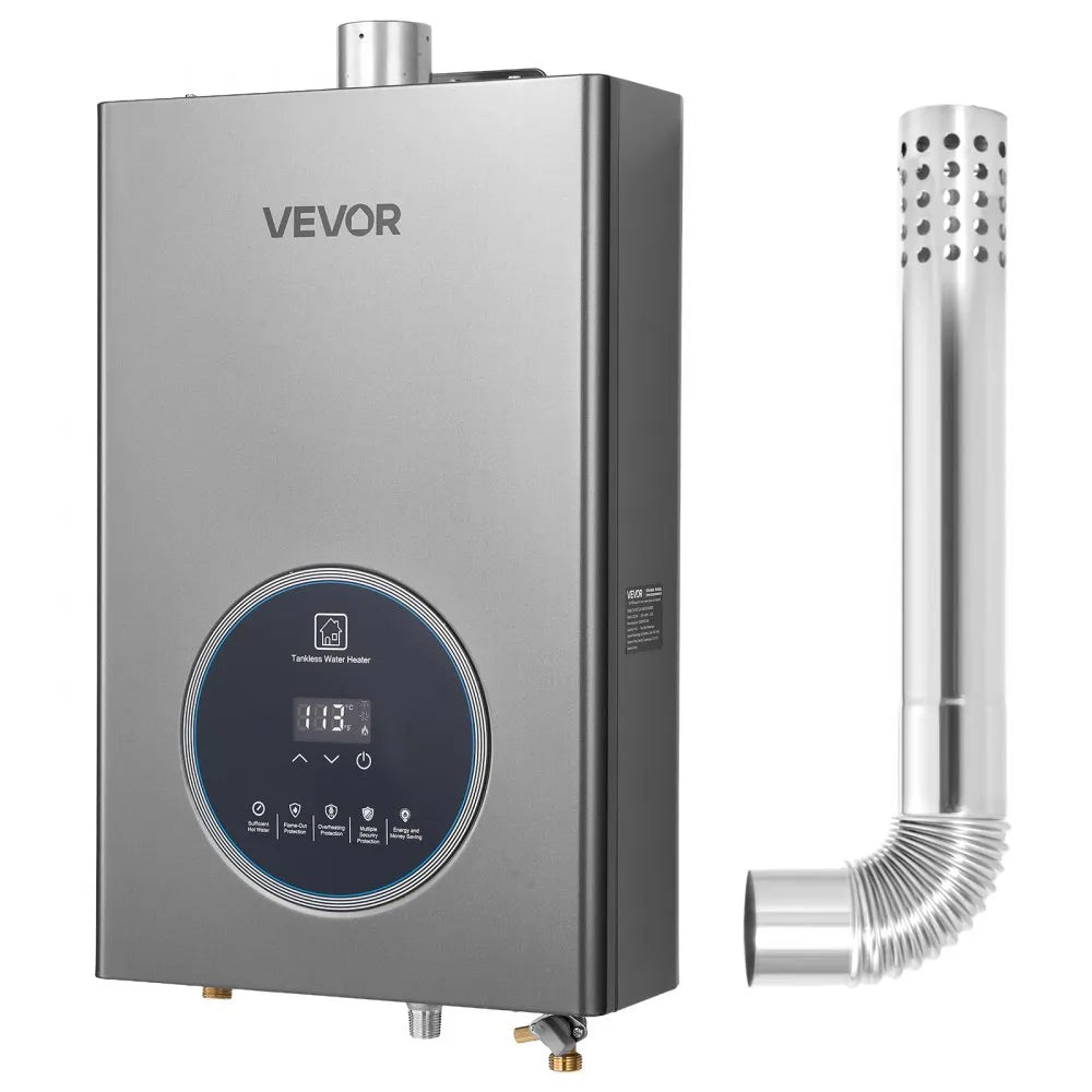 VEVOR Propane Tankless Water Heater 4.3Gal 100000 BTU Smart Temp Control LED