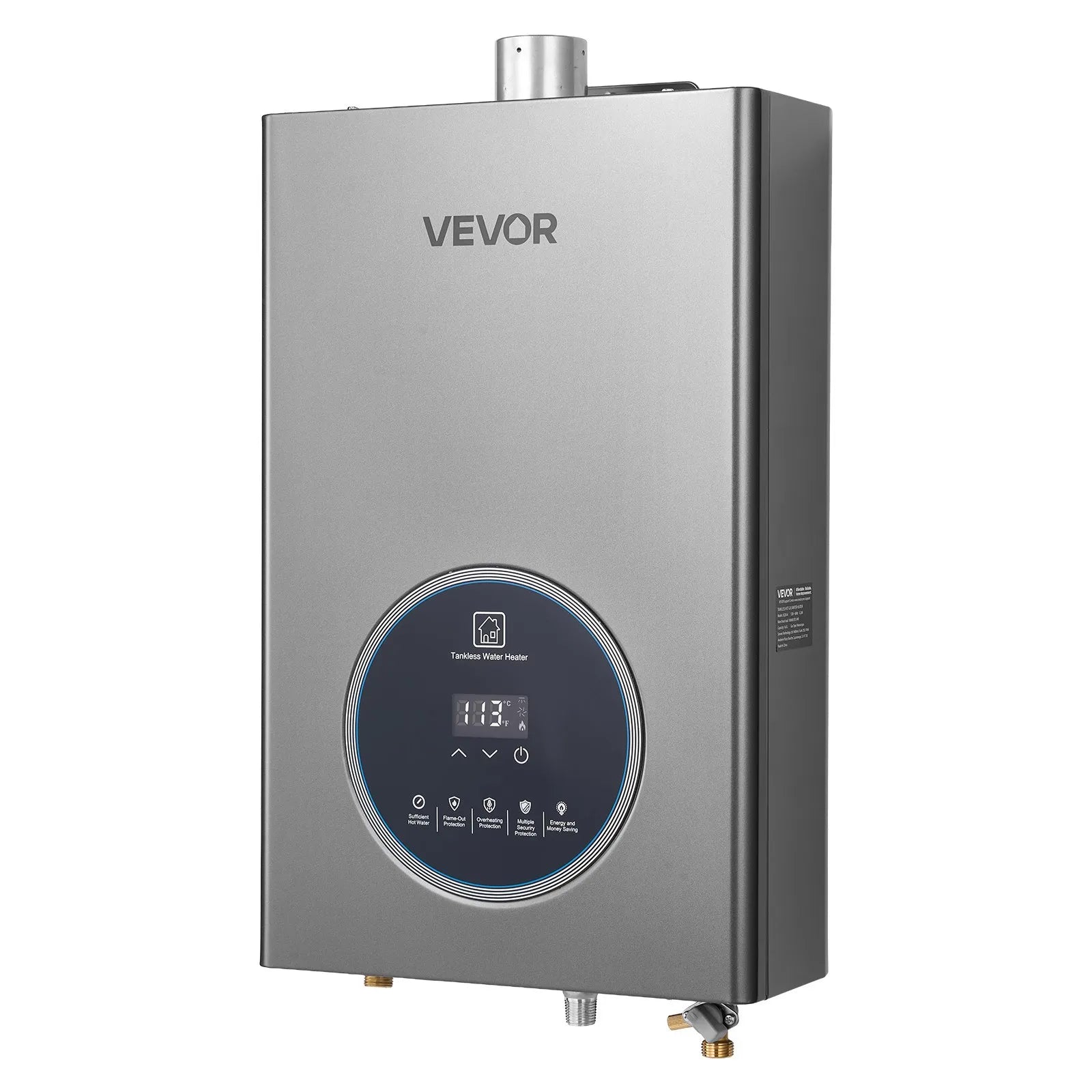 VEVOR Gas Tankless Water Heater 4.3Gal 100000 BTU Smart Temp Control LED