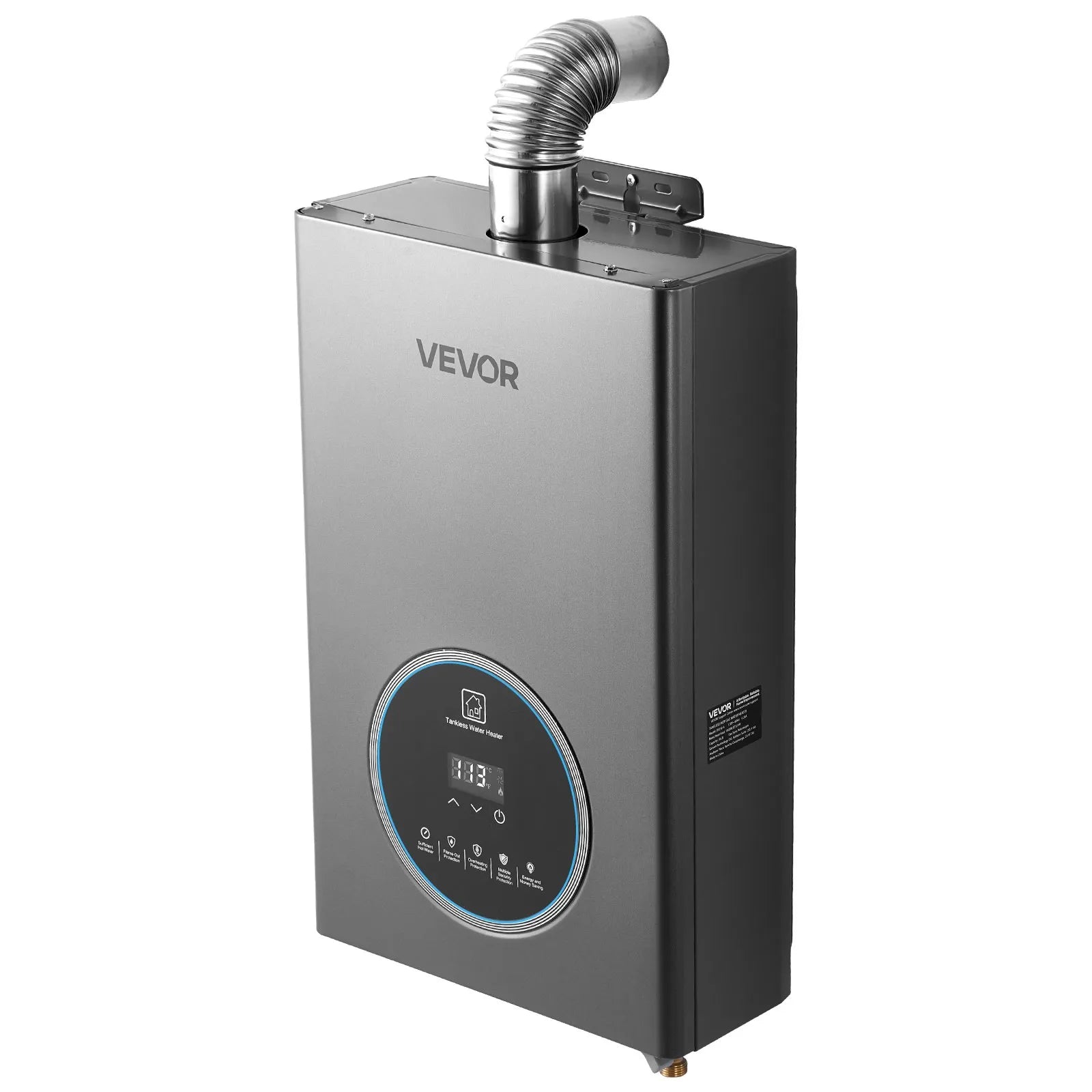 VEVOR Gas Tankless Water Heater 4.3Gal 100000 BTU Smart Temp Control LED