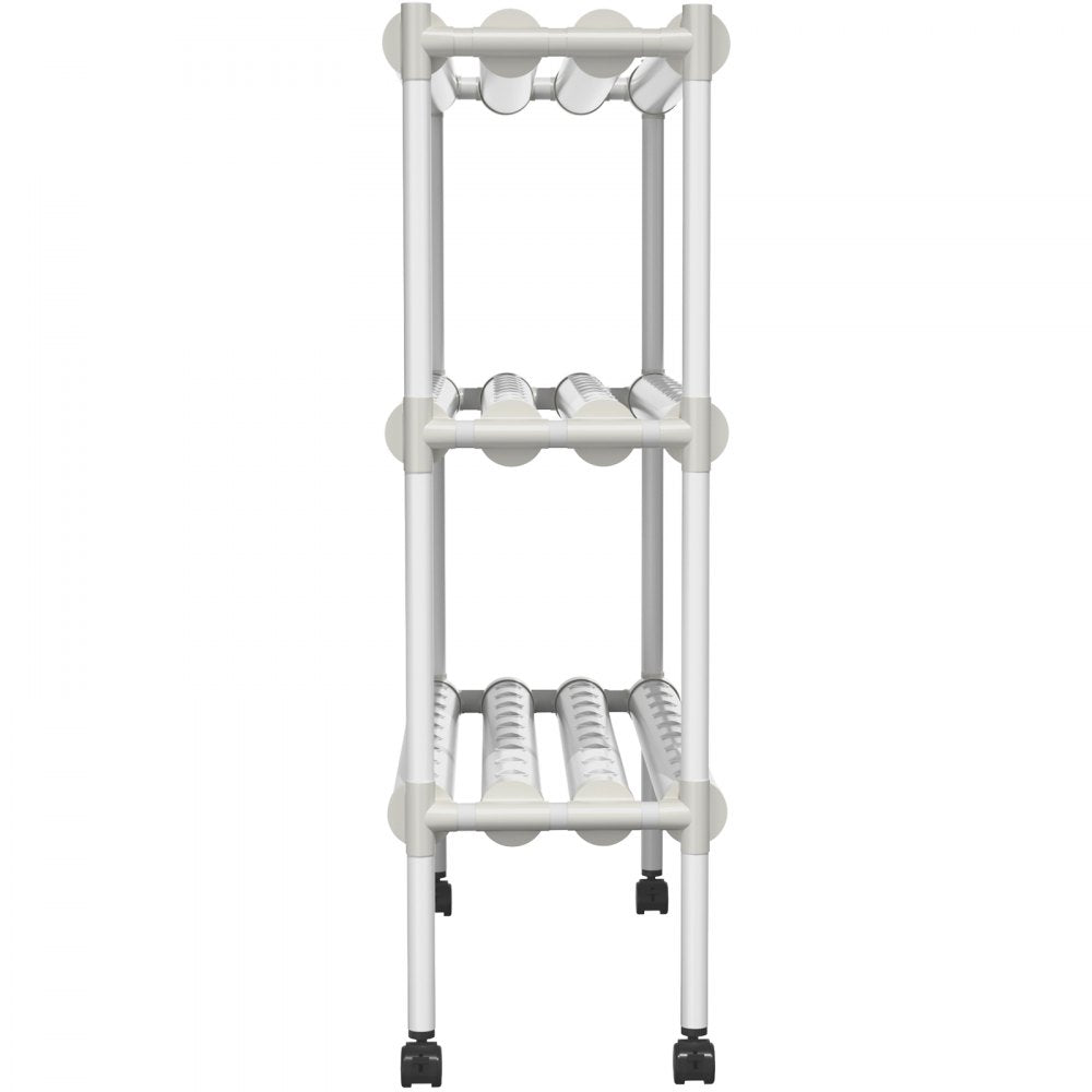 VEVOR Hydroponics Growing System, 108 Sites 3 Layers, 12 Food-Grade PVC-U Pipes, Vertical Indoor Plant Grow Kit with Water Pump, Timer, Nest Basket, Sponge for Fruits, Vegetables, Herb, White