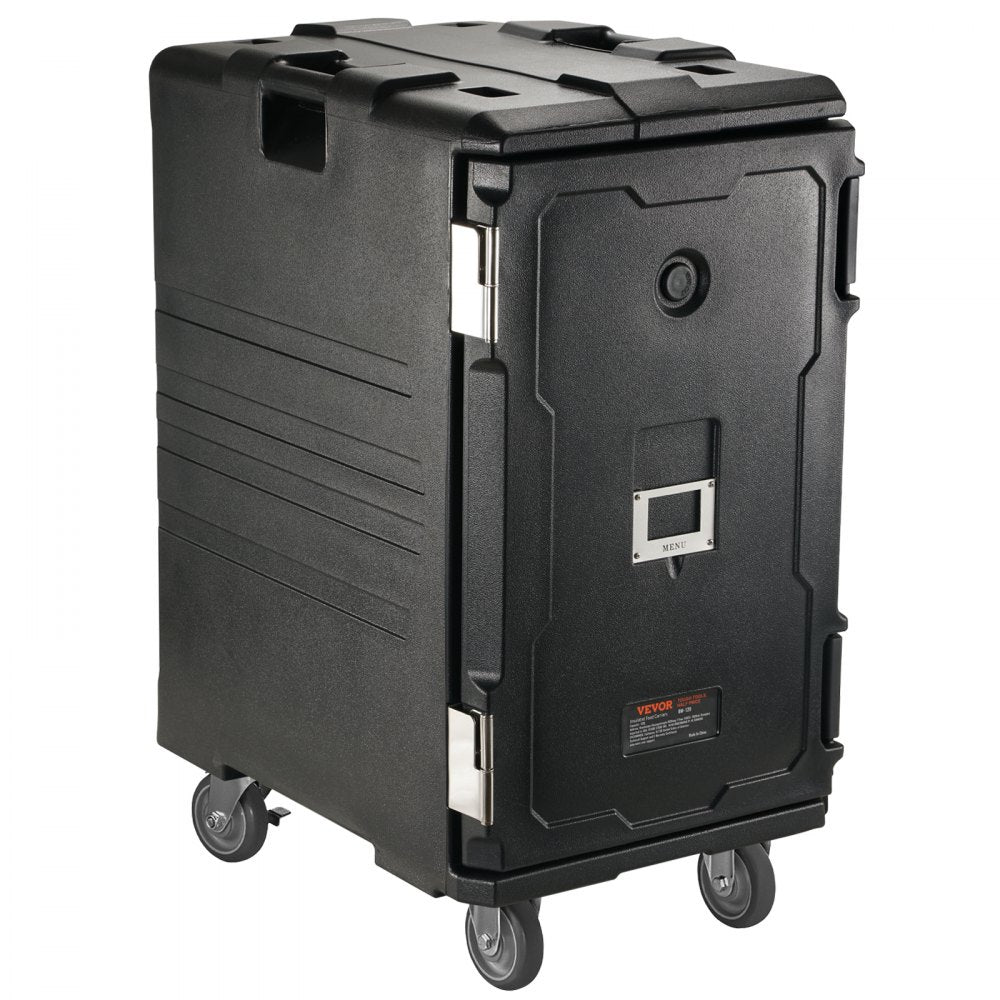 VEVOR Insulated Food Pan Carrier, 109 Qt Hot Box for Catering, LLDPE Food Box Carrier with Double Buckles, Front Loading Food Warmer with Handles, End Loader with Wheels for Restaurant, Canteen, etc.