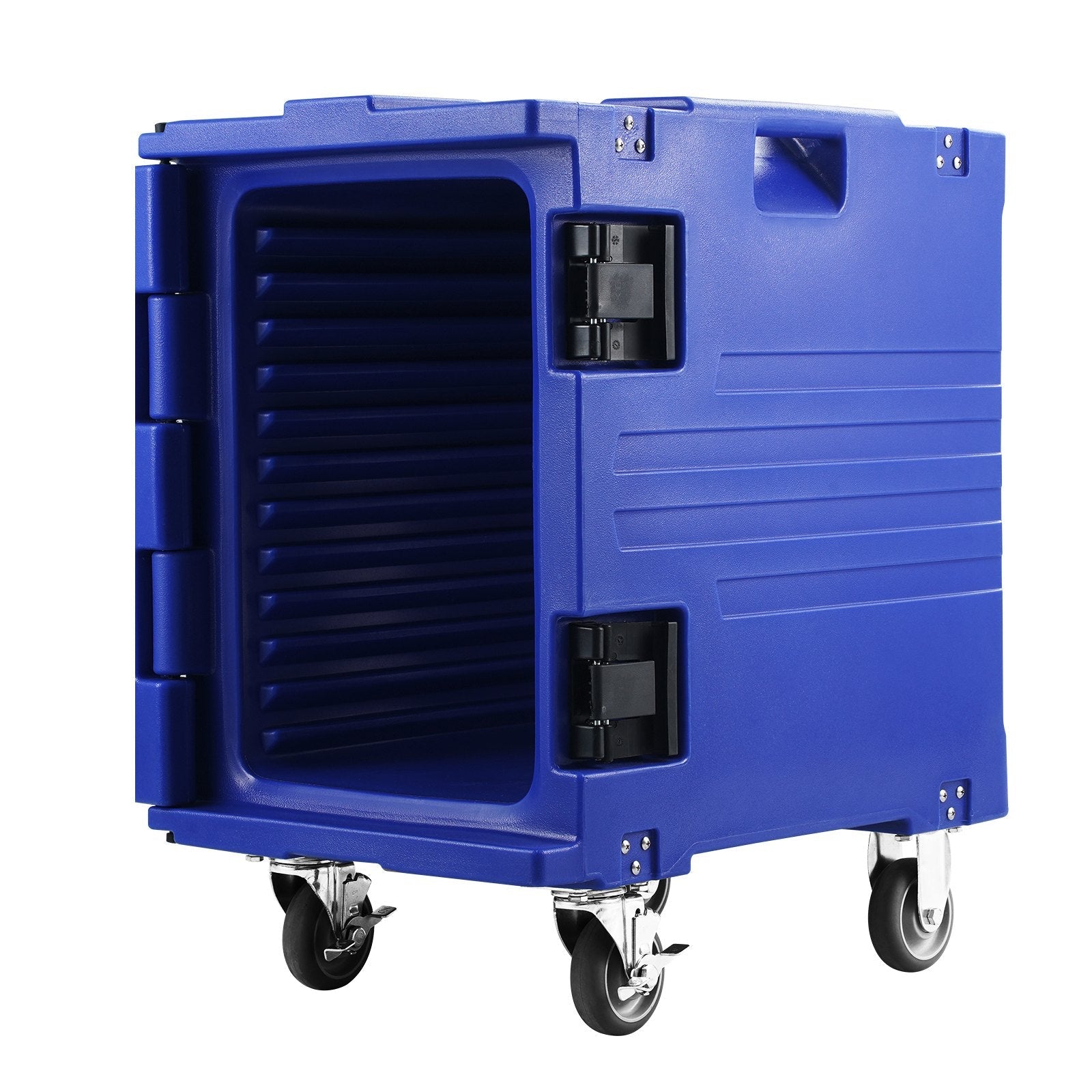 VEVOR Insulated Food Pan Carrier Front Load Catering Box w/ Wheels 82 Qt Blue