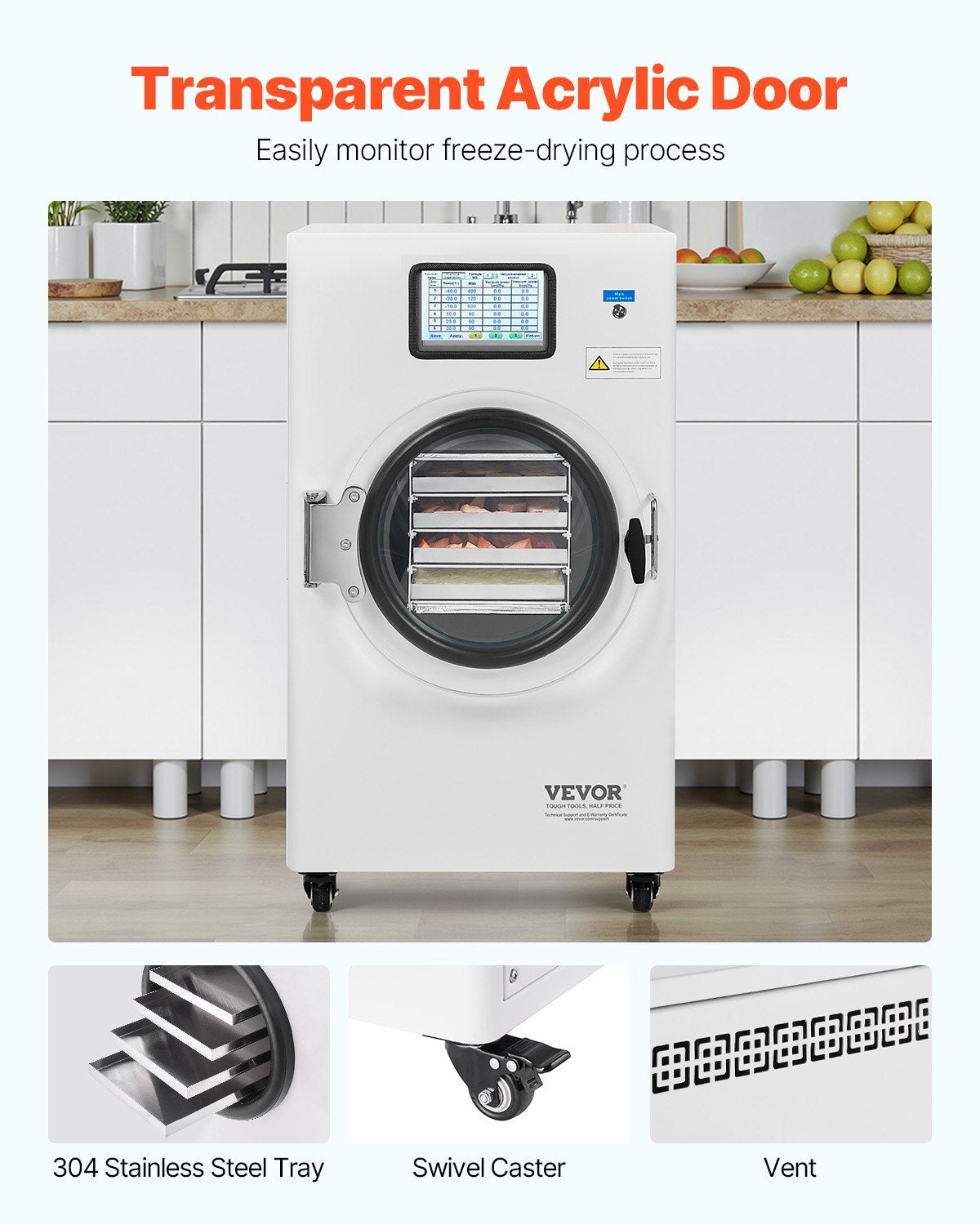 VEVOR Vacuum Freeze Dryer 4-Layer Fruit Vegetable Freeze Drying Machine White