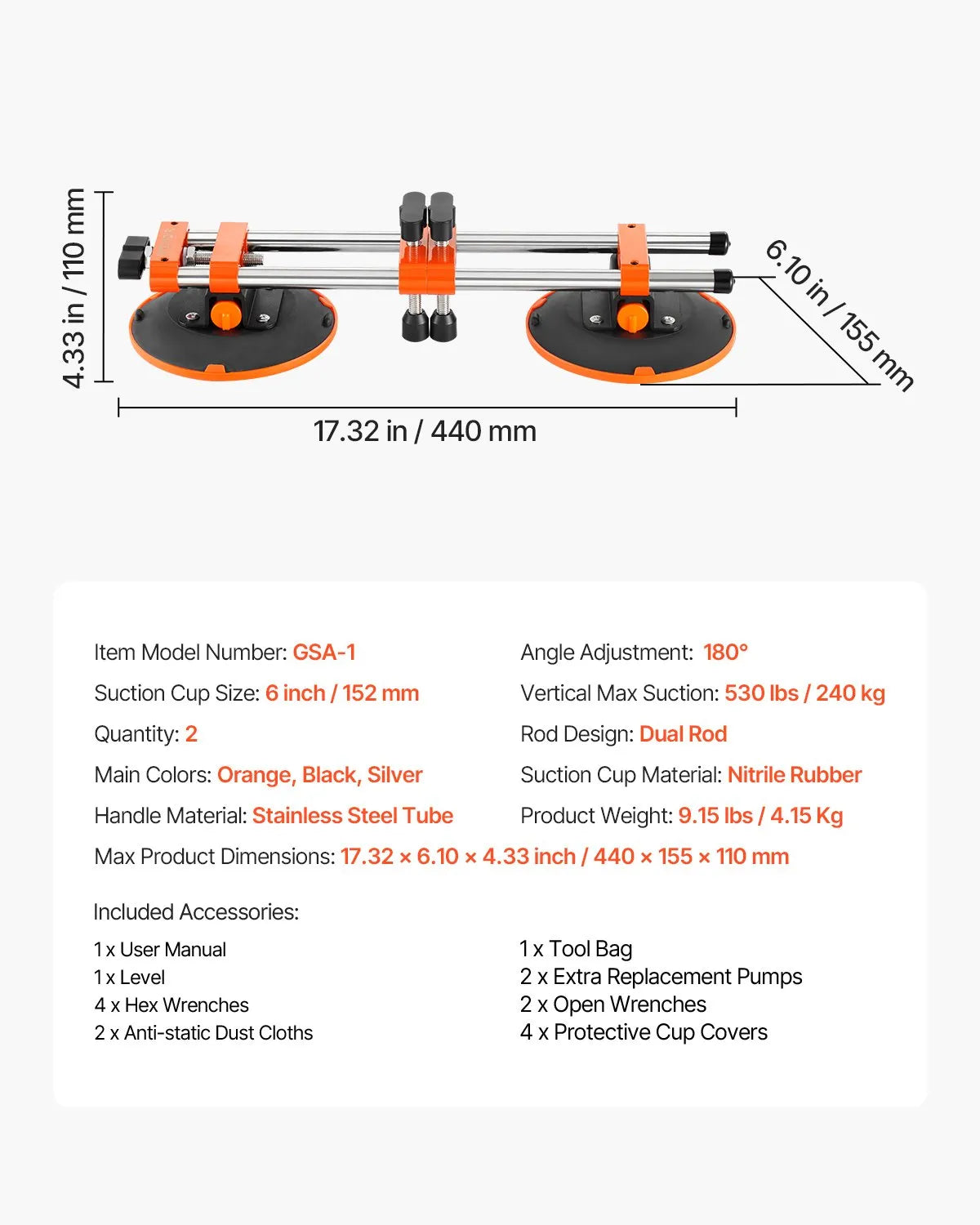 VEVOR Seamless Seam Setter 6" Suction Cup for Countertop Seam Joining & Leveling