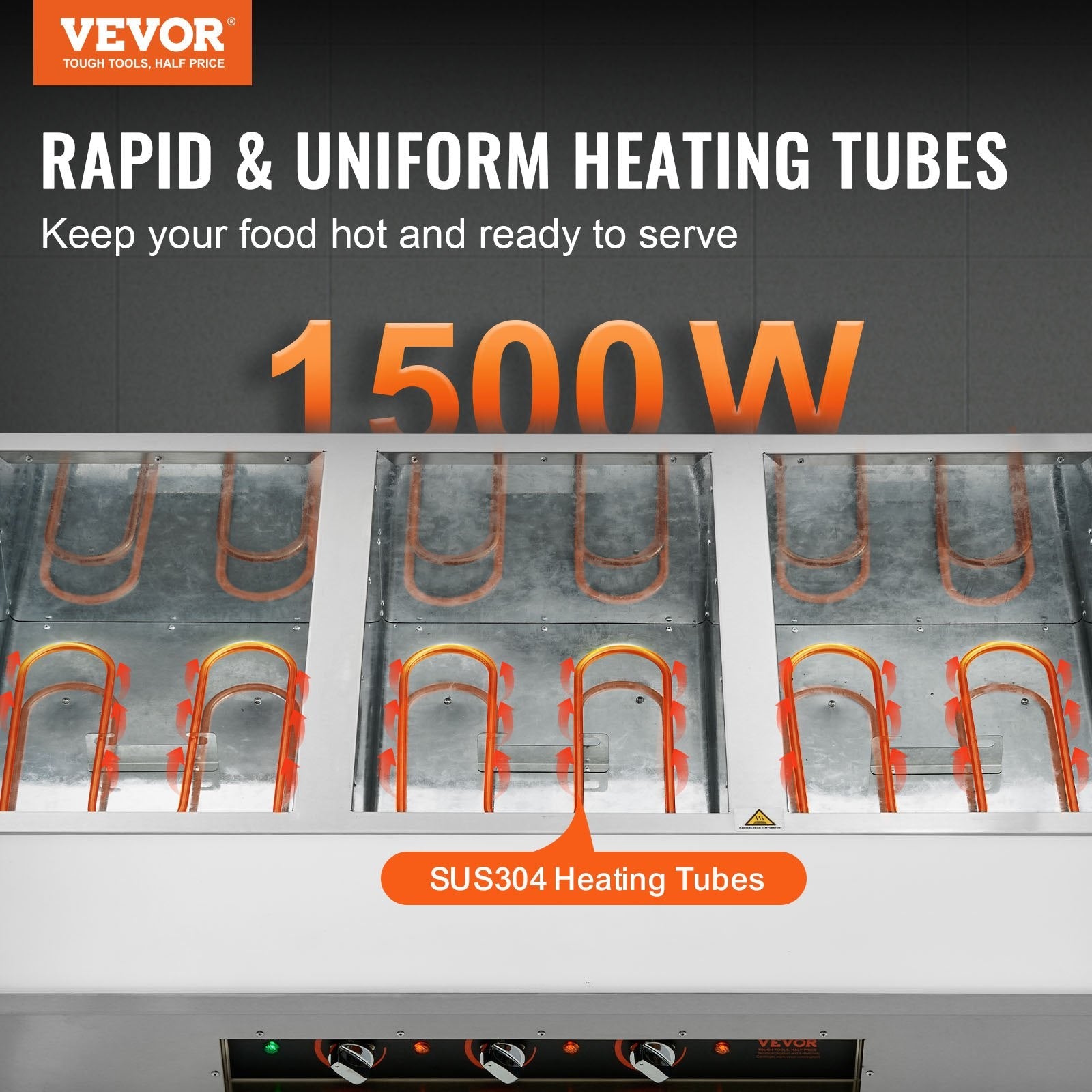 VEVOR 3-Pan Commercial Food Warmer, 3x 20.6QT Electric Steam Table, 1500W Professional Buffet Catering Food Warmer with 4 Wheels (2 Lockable), Food Grade Stainless Steel Server for Party Restaurant