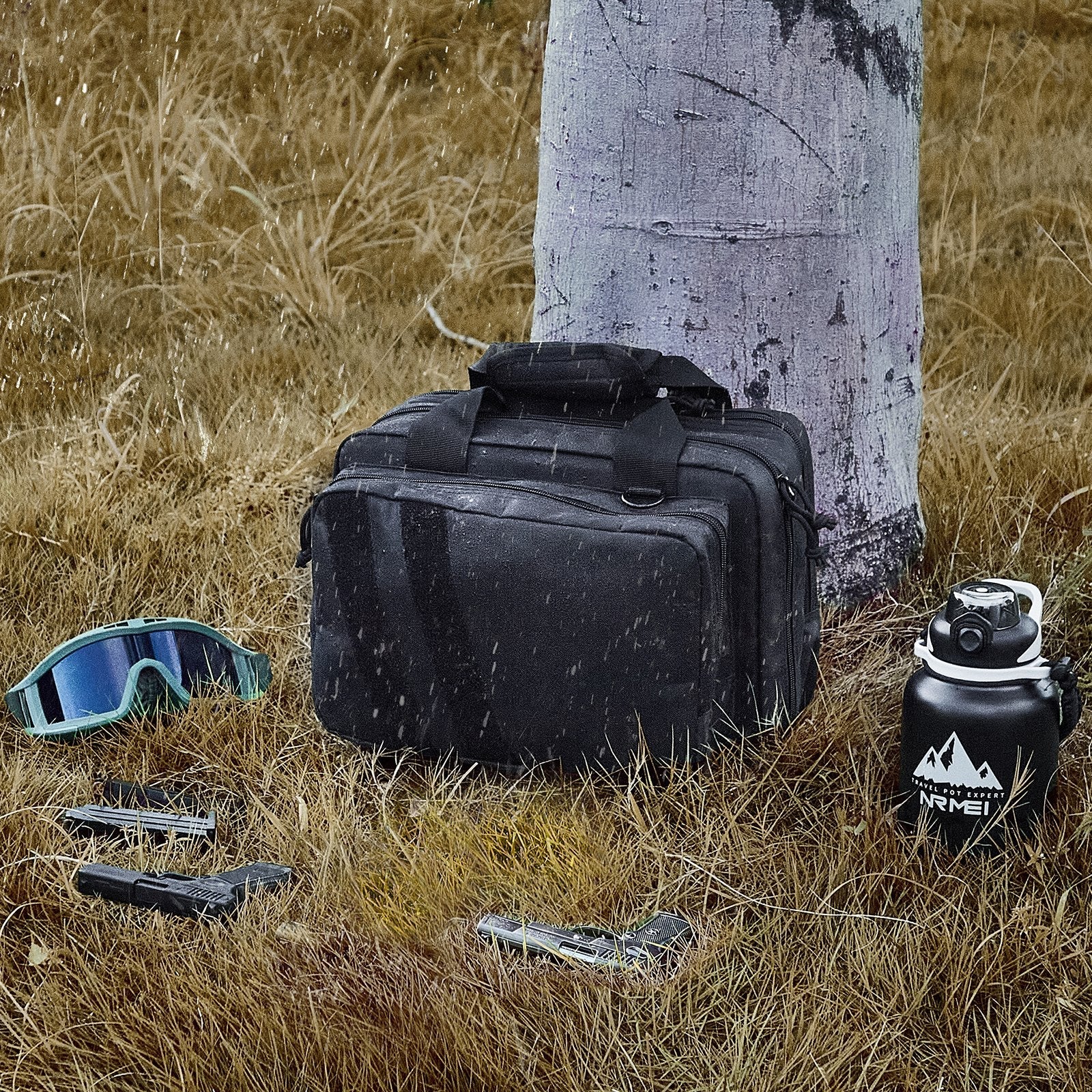 VEVOR Range Bag for 2 Pistols Tactical Gun Bag 2 Built-in Pistol Bags Black