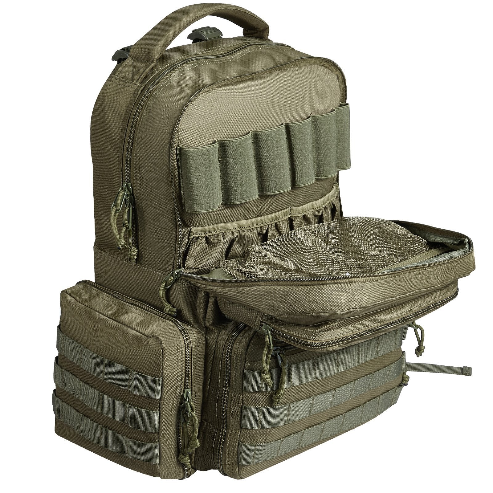 VEVOR Tactical Range Backpack for 6 Pistols Gun Backpack Green