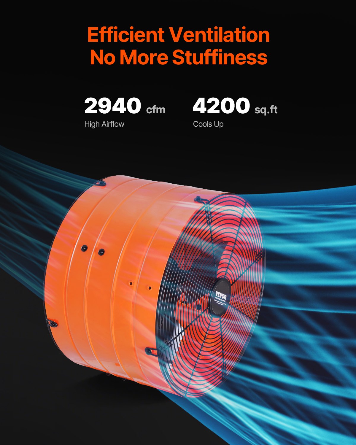 VEVOR 16" Gable Mount Fan 2940 CFM Attic Vent Fan with Adjustable Thermostat