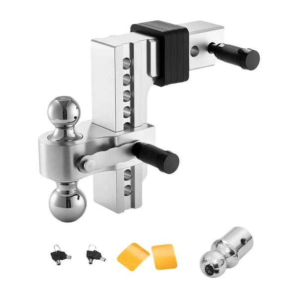 Adjustable Trailer Hitch with Triple Ball Mount – 8-Inch Drop/Rise, 2.5-Inch Receiver, 18,500 lb Towing Capacity