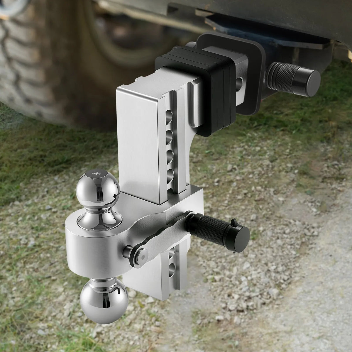 Adjustable Trailer Hitch with Triple Ball Mount – 8-Inch Drop/Rise, 2.5-Inch Receiver, 18,500 lb Towing Capacity