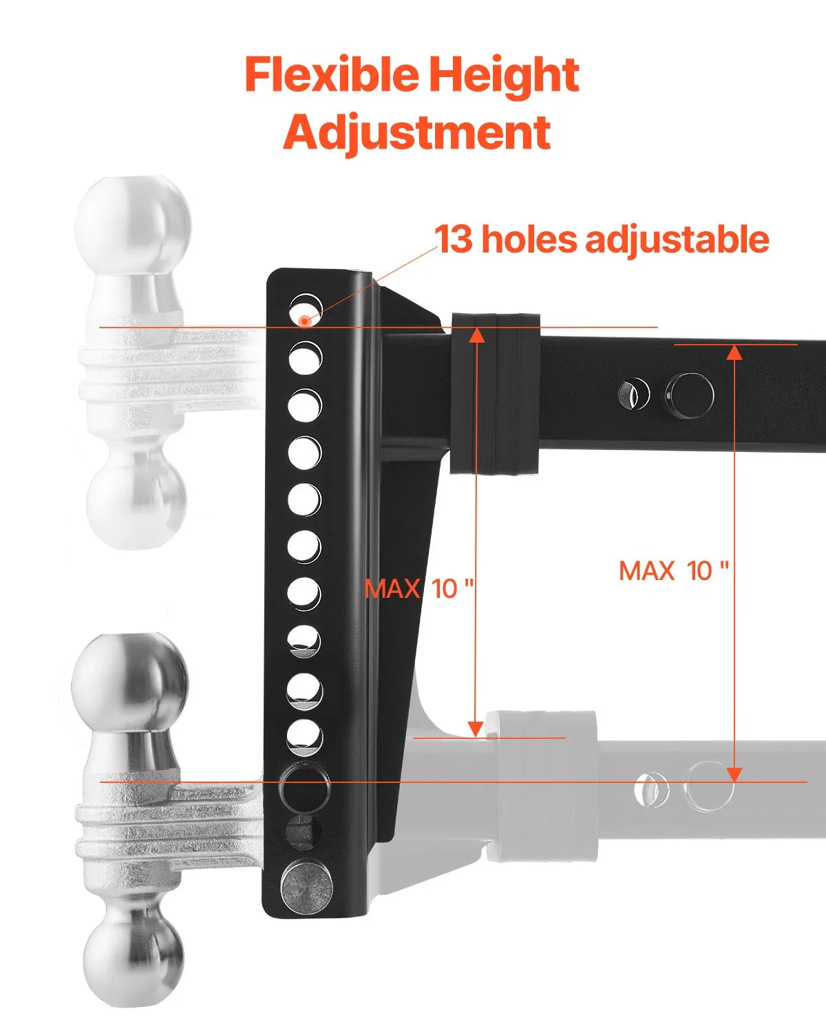 VEVOR Adjustable Trailer Hitch 2.5" Receiver 10" Drop Tri-Ball Hitch 22000 lbs