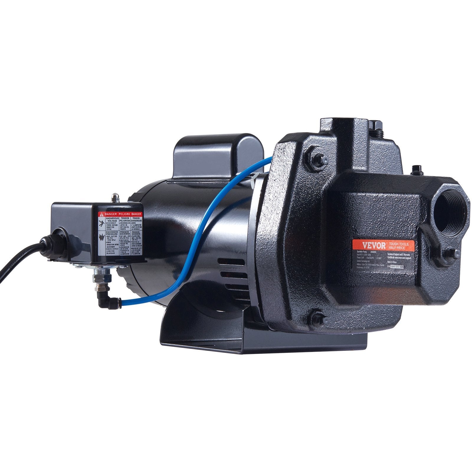 VEVOR 1.5 HP Cast Iron Sprinkler/Irrigation Pump, 115/230 Volt, 66 GPM 3450 RPM Shallow Well Jet Water Pump Booster, 1'' NPT Outlet 1-1/4'' NPT Inlet Lake Lawn Pump for Irrigation Sprinkler System