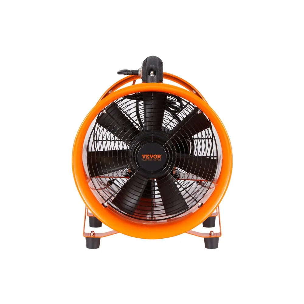 VEVOR Portable Ventilator, 12" Cylinder Fan, 560W Industrial Blower, Utility Exhaust Fan, Shop Dust Blower, Smoke Extraction Fan, Heavy Duty Ventilator, 16.4ft Duct Hose Fan, AC120V Portable Fan, Strong Airflow Ventilator