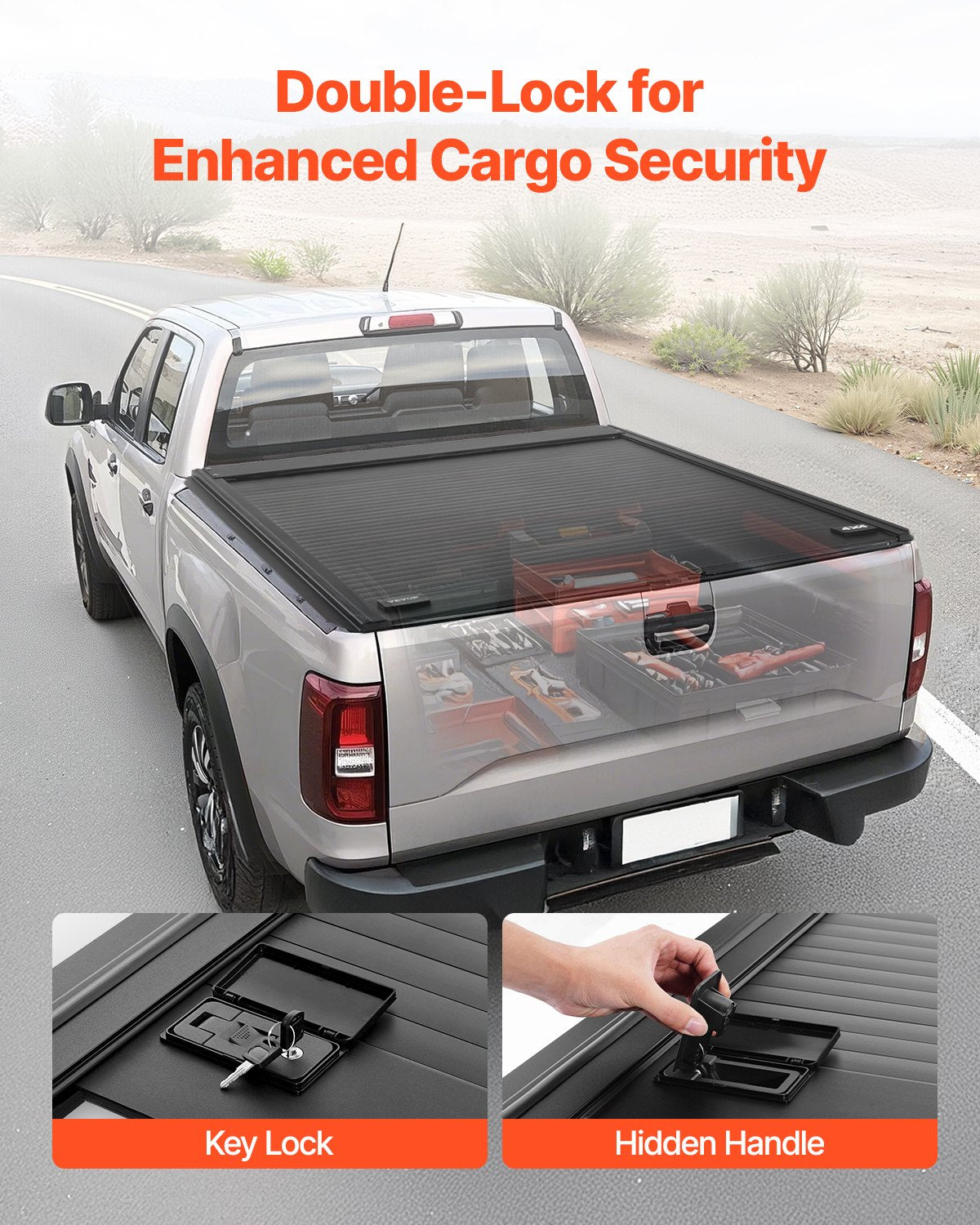 VEVOR 5.7 ft Retractable Tonneau Cover Hard Tonneau Cover for Dodge Ram 1500