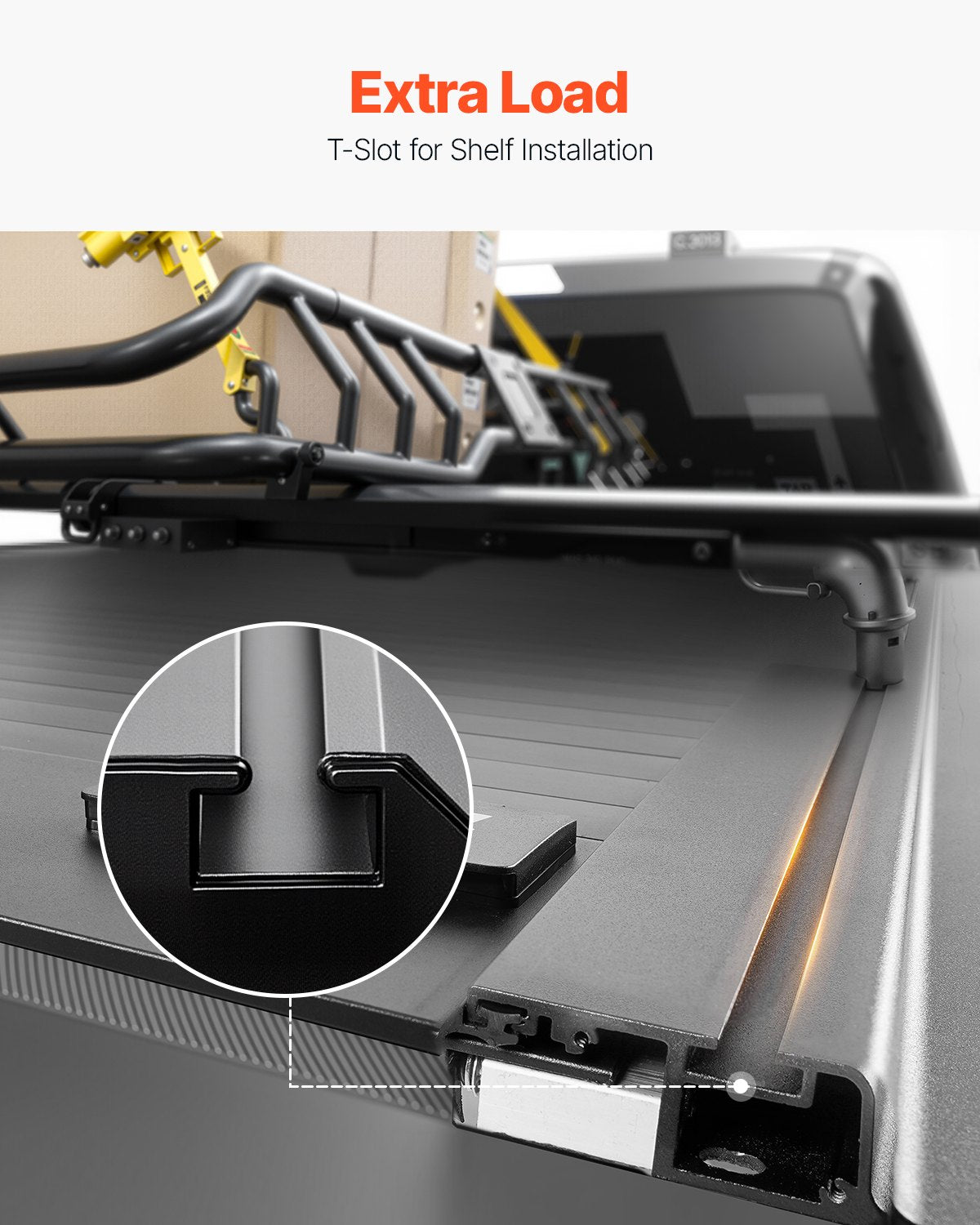 VEVOR 5.7 ft Retractable Tonneau Cover Hard Tonneau Cover for Dodge Ram 1500