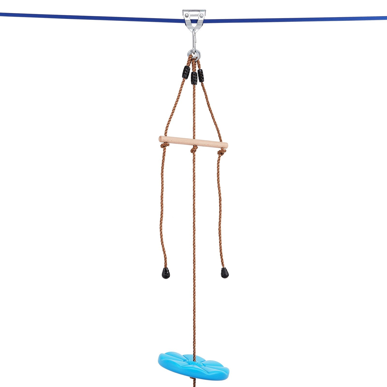 VEVOR Zipline Kit for Kids and Adult, 52 ft Zip Line Kits Up to 500 lb, Backyard Outdoor Quick Setup Zipline, Playground Entertainment with Zipline, Nylon Safety Harness, Seat, and Handlebar