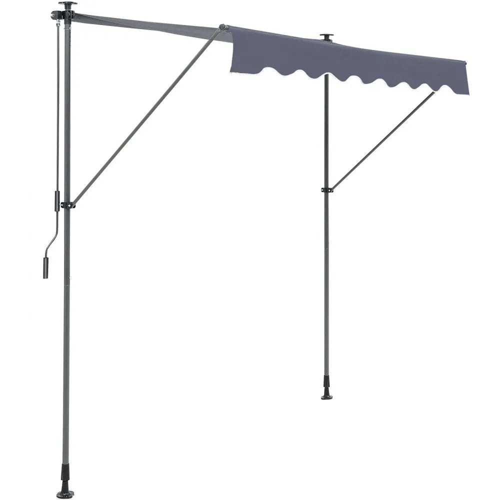 VEVOR Manual Retractable Awning, 118" Outdoor Retractable Patio Awning Sunshade Shelter, Adjustable Patio Door Window Awning Canopy with 39" Sun Shade Curtain for Backyard, Garden, Balcony