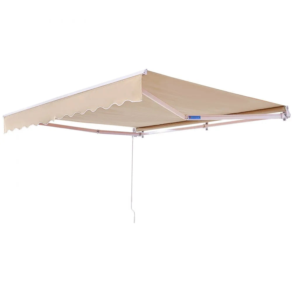 VEVOR Manual Retractable Awning, 12 x 10 ft Outdoor Patio Awning Retractable Sun Shade, Water-Resistant Polyester Patio Door Window Awning Sunshade Shelter with Crank Handle for Backyard, Balcony