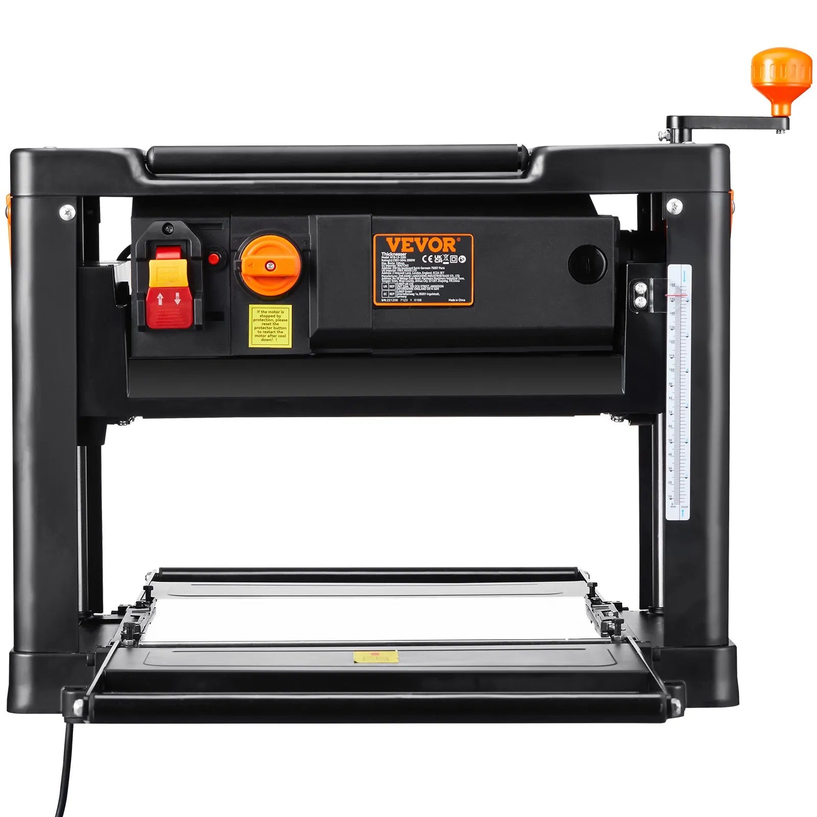VEVOR Thickness Planer, Two Speed, 13" Width Worktable Benchtop Planer, Three-Blade, 15-Amp 2000W Powerful Motor, 12" Extended Infeeding Table, Low Noise for both hard & soft wood material removal