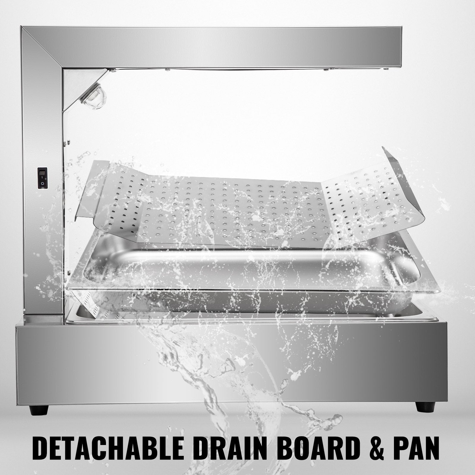 VEVOR Fry Warmer French, Fry Heat Lamp w/ Drain Board & Pan Food Lamp Warmer SUS