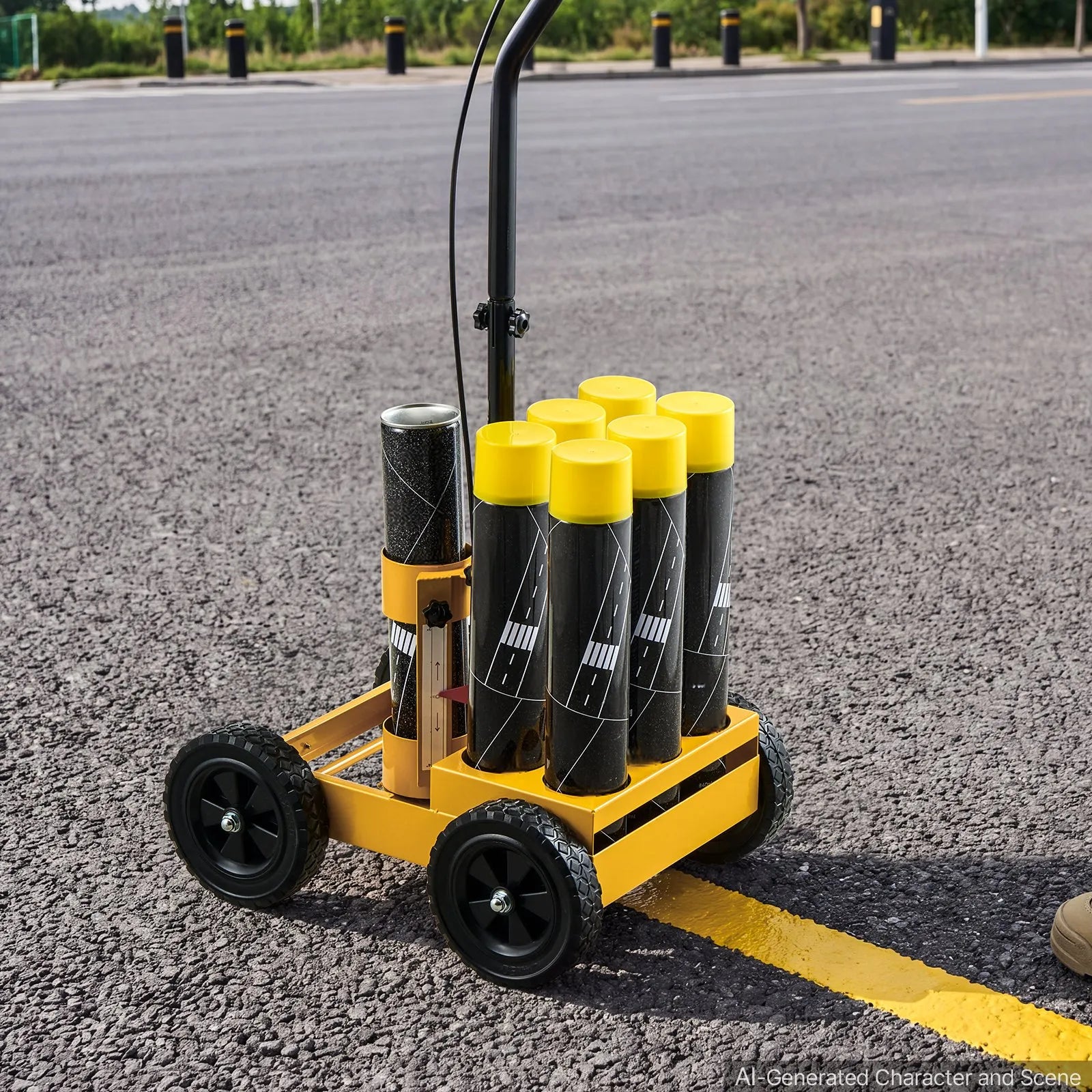 6-Can Striping Line Marking Machine with 4 Wheels – Adjustable 2–4" Parking Lot & Field Line Painter
