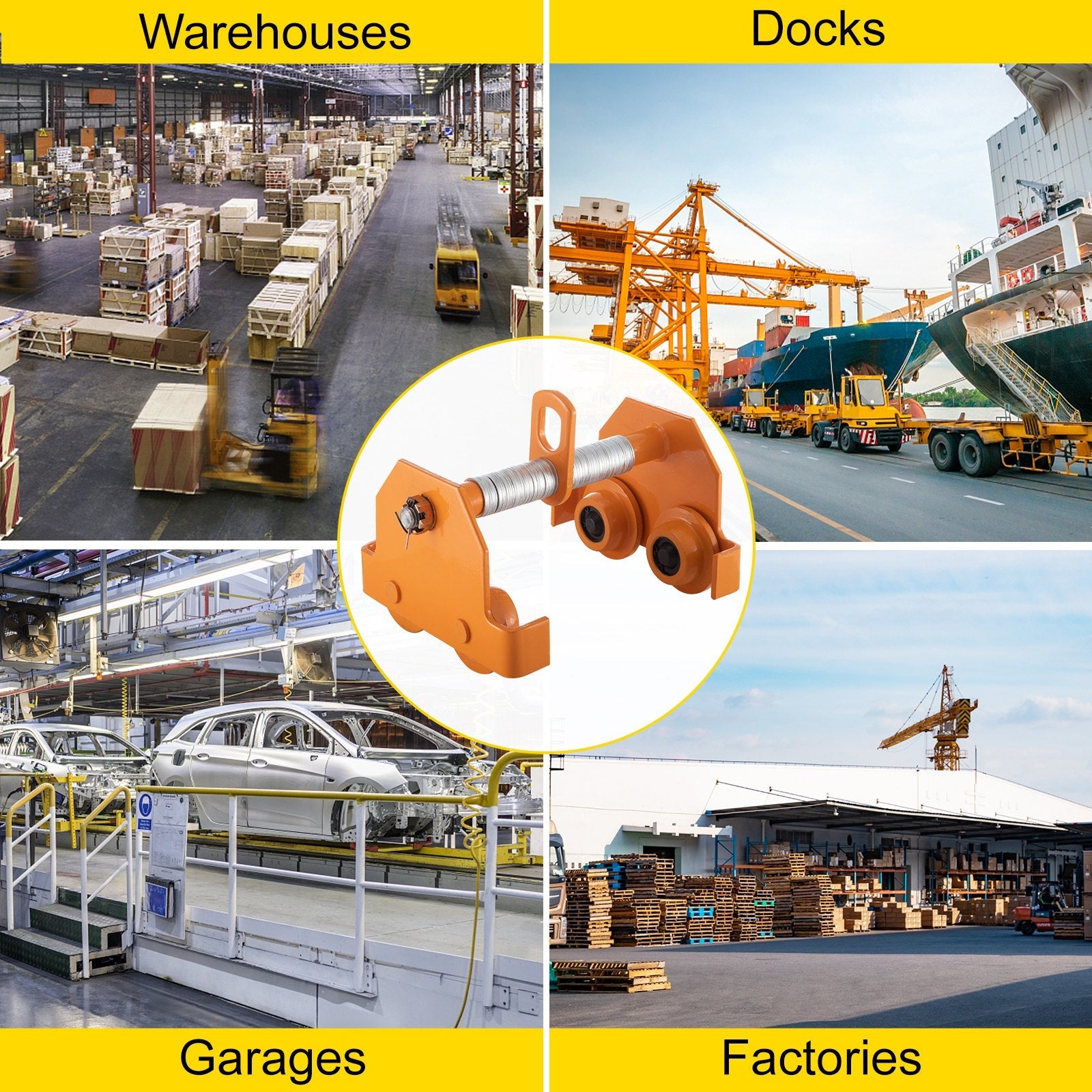 VEVOR Manual Trolley 3300LBS/1.5Ton Load Capacity Beam Trolley 2.5-8 inch Adjustable Width Push Beam Track Roller Trolley Steel Powder Coating with Dual Wheels Garage Hoist for Straight Curved I Beam