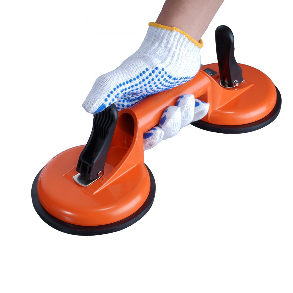 VEVOR Glass Suction Cup, 4.7" 2 Pack 330 lbs Load Capacity, Vacuum Suction Cup with Aluminum Handle, Heavy Duty Industrial Suction Cup Lifter Tool for Glass, Granite, Tile, Metal, Wood Panel Lifting