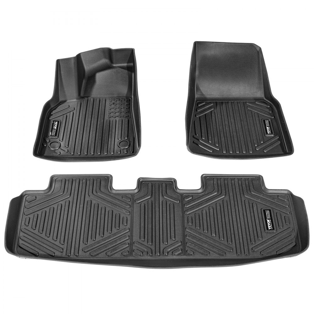VEVOR Automotive Floor Mats Fits for Tesla Model Y 2021-2024 3 pcs TPE Liners