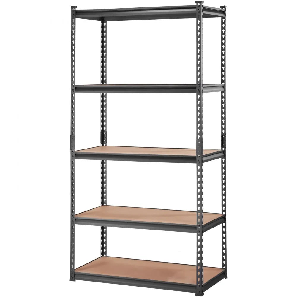 VEVOR Storage Shelving Unit, 5-Tier Adjustable, 2000 lbs Capacity, Heavy Duty Garage Shelves Metal Organizer Utility Rack, Black, 36" L x 18" W x 72" H for Kitchen Pantry Basement Bathroom Laundry