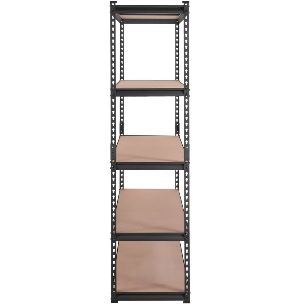 VEVOR Storage Shelving Unit, 5-Tier Adjustable, 2000 lbs Capacity, Heavy Duty Garage Shelves Metal Organizer Utility Rack, Black, 18" D x 48" W x 72" H for Kitchen Pantry Basement Bathroom Laundry