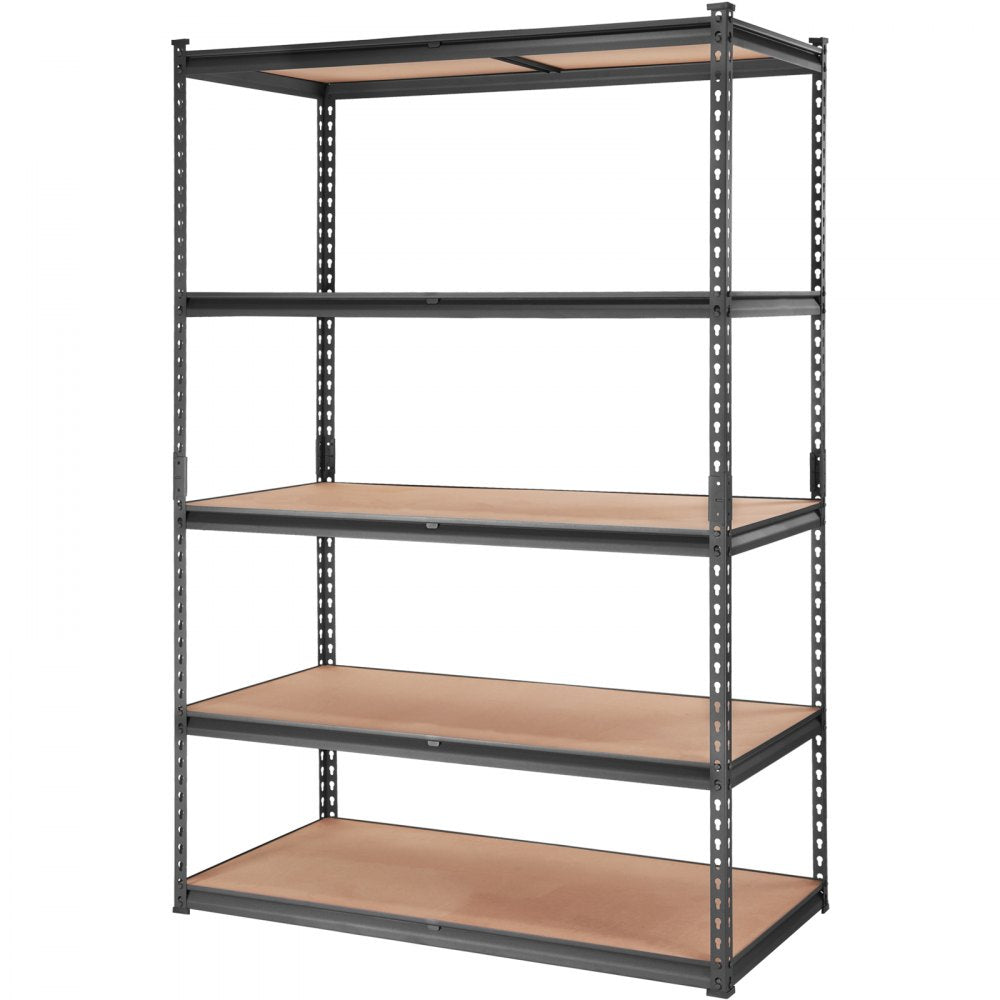 VEVOR Storage Shelving Unit, 5-Tier Adjustable, 2000 lbs Capacity, Heavy Duty Garage Shelves Metal Organizer Utility Rack, Black, 48" L x 24" W x 72" H for Kitchen Pantry Basement Bathroom Laundry