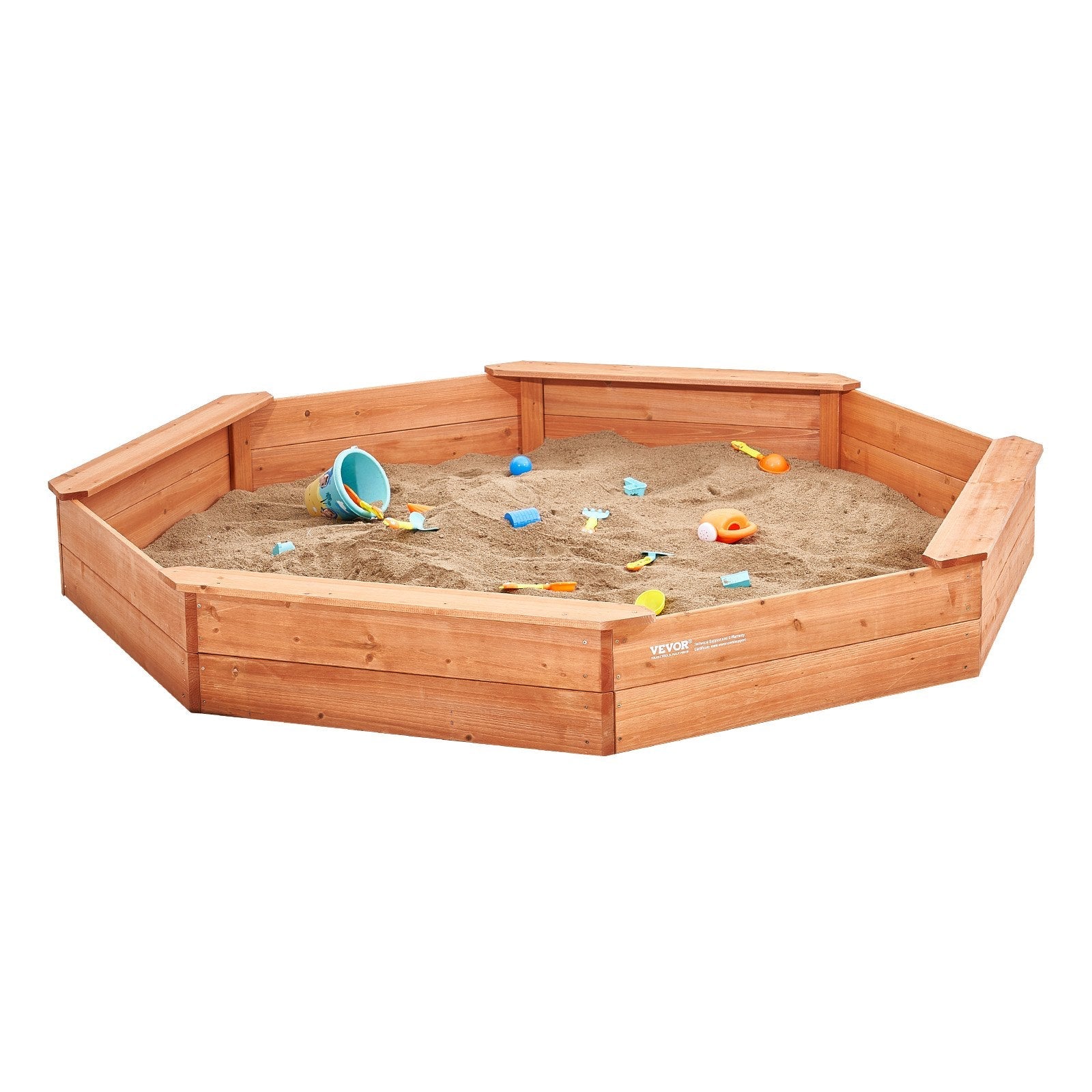 VEVOR Wooden Sandbox with Cover Octagonal Sand Box Sand Pit Outdoor Ages 3-12