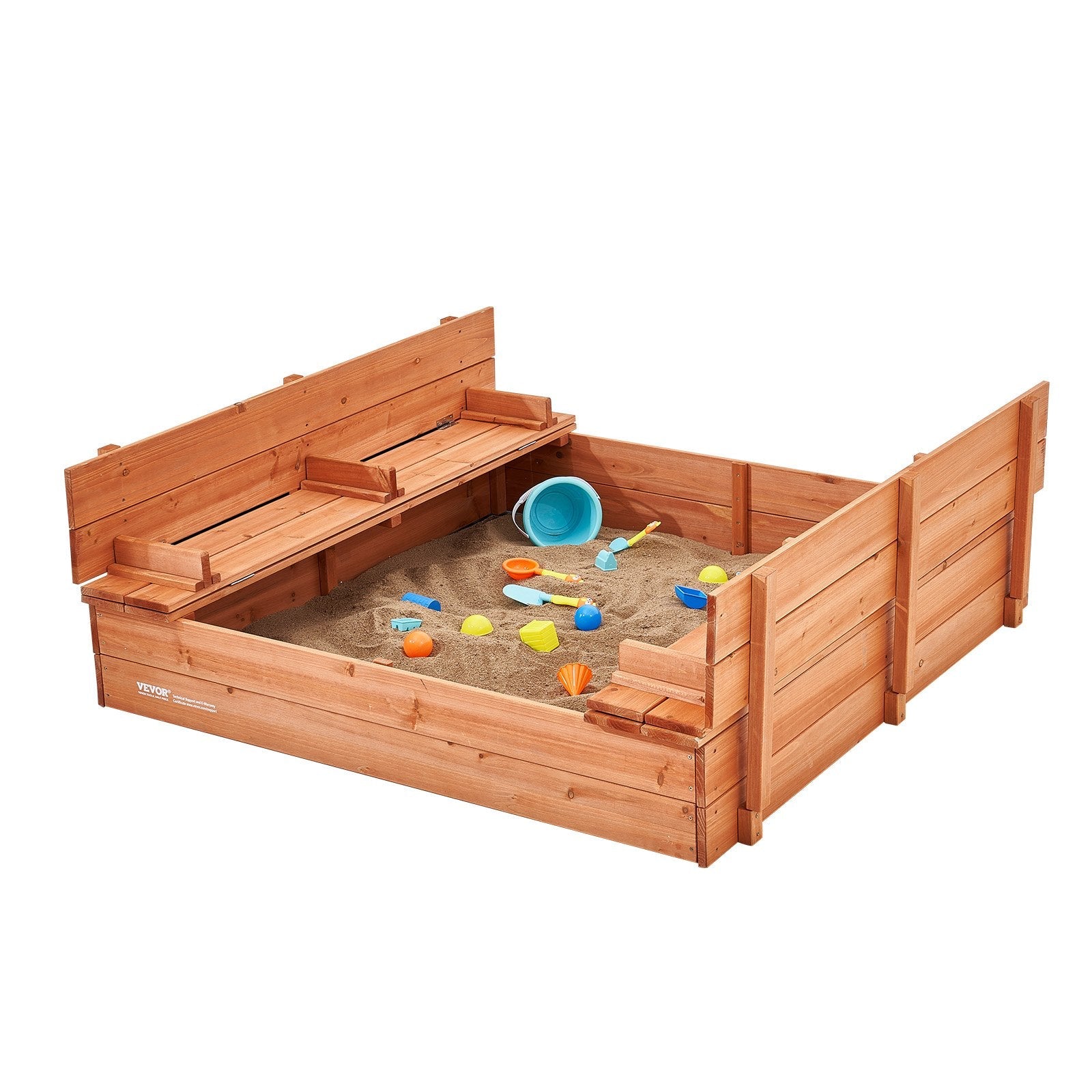 VEVOR Wooden Sandbox Sand Box Sand Pit with Bottom Liner for Outdoor Ages 3-12