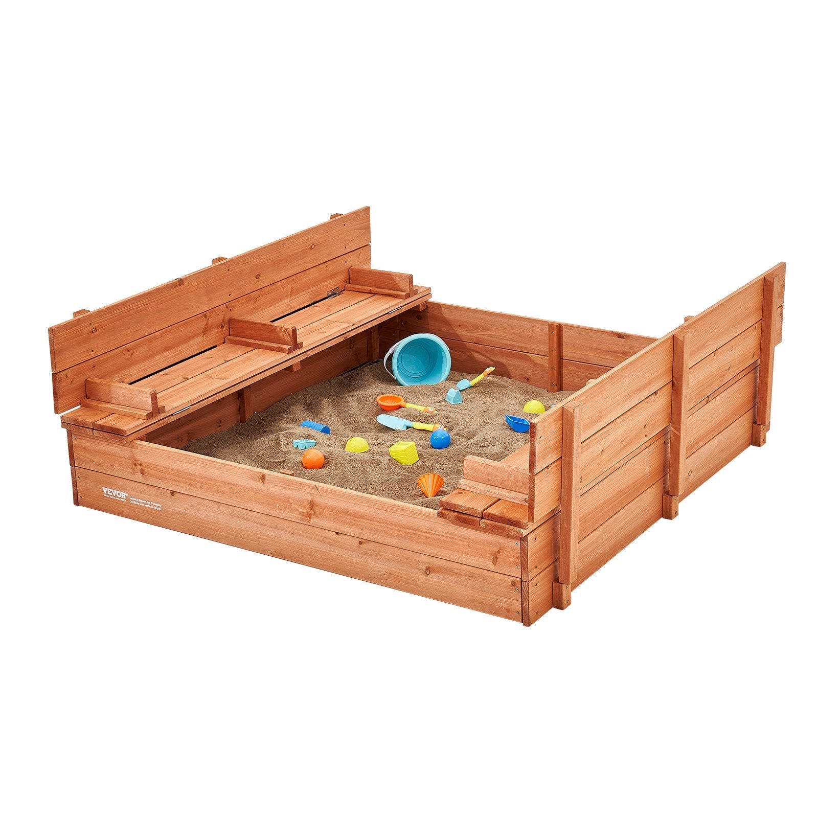 VEVOR Wooden Sandbox Sand Box Sand Pit with Bottom Liner for Outdoor Ages 3-12