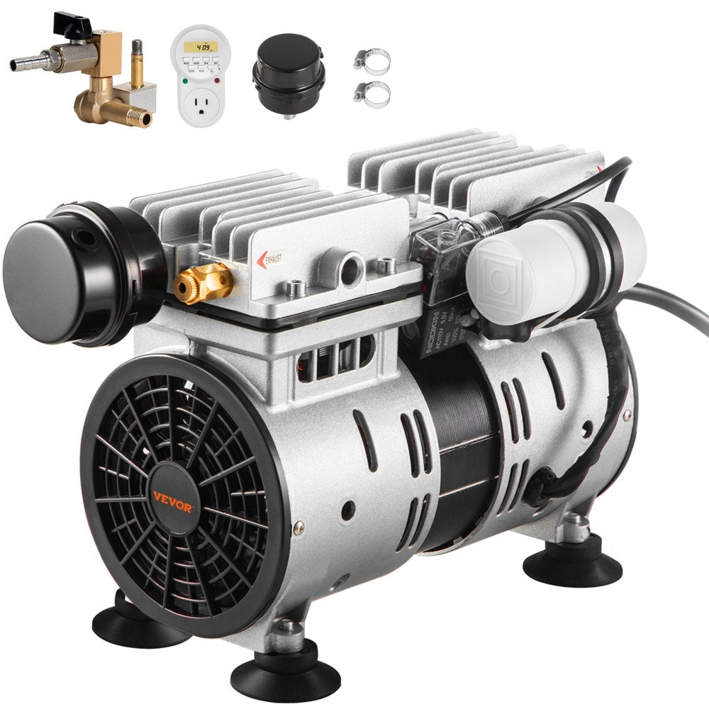 VEVOR Pond Aerator, 550W Power, 5.2CFM for Up to 3 Acre 50' Lake, Pond Aeration Kit Includes 3/4 HP Compressor & Timer & Valves, Air Compressor for Deep Water Oxygen Circulation, for Pond, Lake