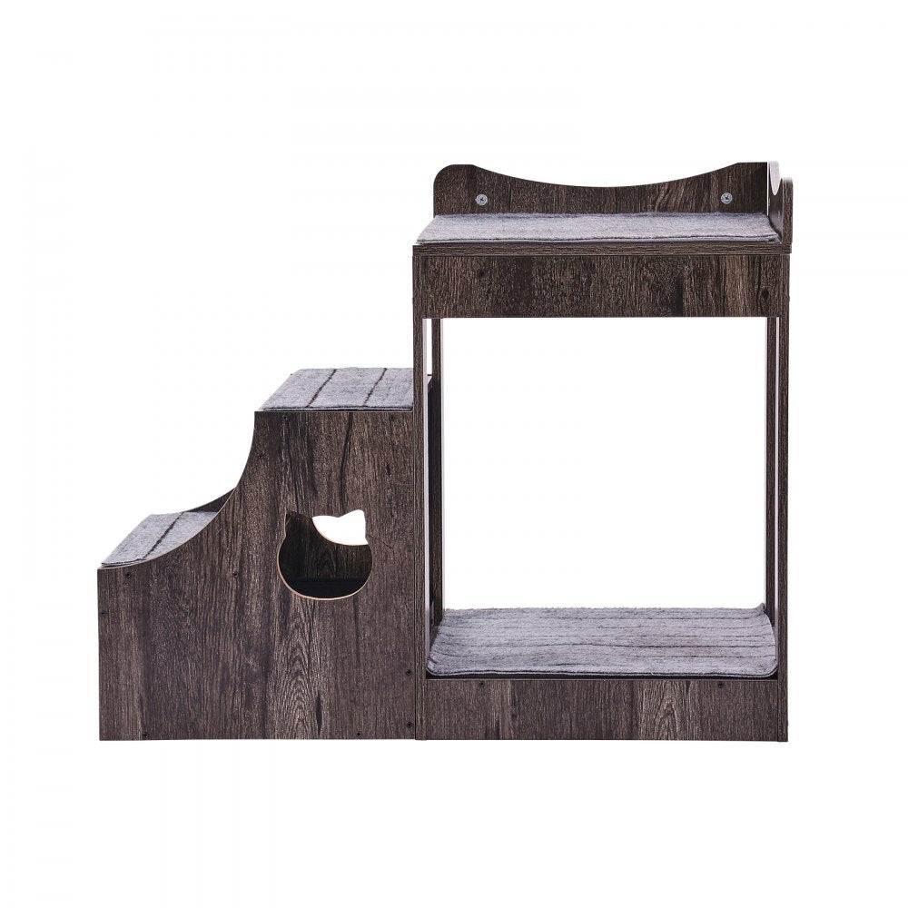 VEVOR Pet Bunk Bed with Stairs Dog/Cat Window Perch with Storage Indoor Gray