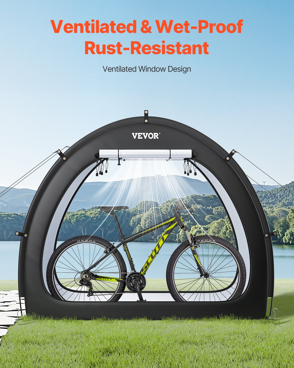VEVOR Outdoor Bike Storage Tent Fan-Shaped Waterproof Bike Tent for 1 to 2 Bikes